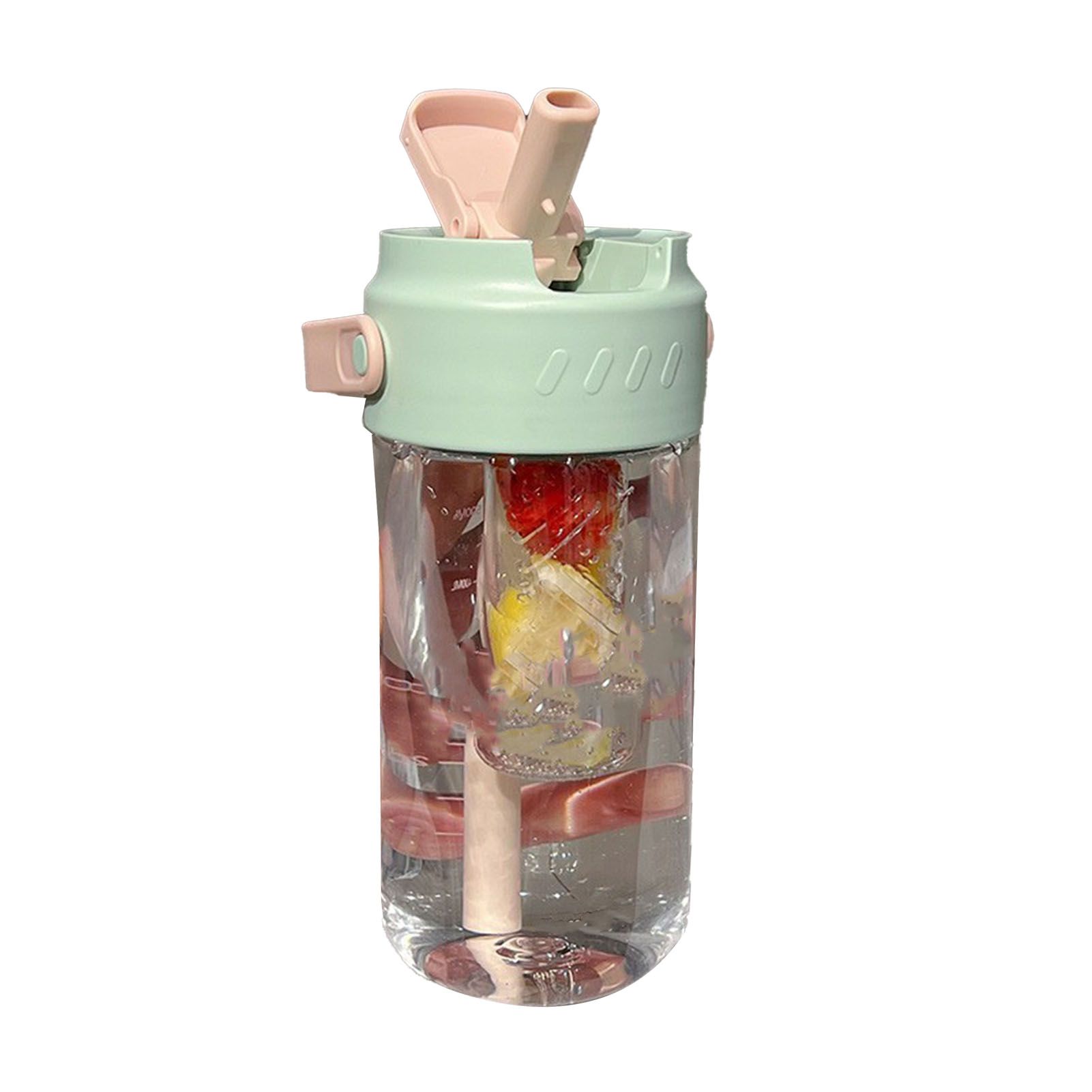 Straw Water Bottle Built in Tea Strainer with Handle PC 700ml Beautiful Cute Straw Bottle for Girls Women Green - Image 1