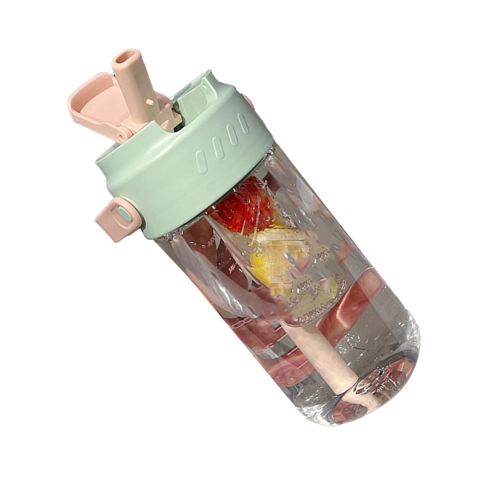 Straw Water Bottle Built in Tea Strainer with Handle PC 700ml Beautiful Cute Straw Bottle for Girls Women Green - Image 2