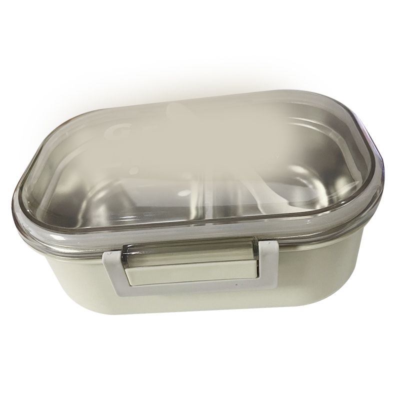 Stainless Steel Lunch Box Korean Style 2 Compartment Bento Box Metal Food Container for Kids Adults Pupils Office Workers Beige - Image 2