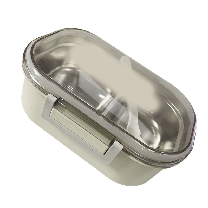 Stainless Steel Lunch Box Korean Style 2 Compartment Bento Box Metal Food Container for Kids Adults Pupils Office Workers Beige - Image 4