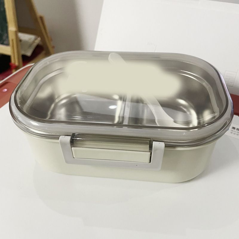 Stainless Steel Lunch Box Korean Style 2 Compartment Bento Box Metal Food Container for Kids Adults Pupils Office Workers Beige - Image 6
