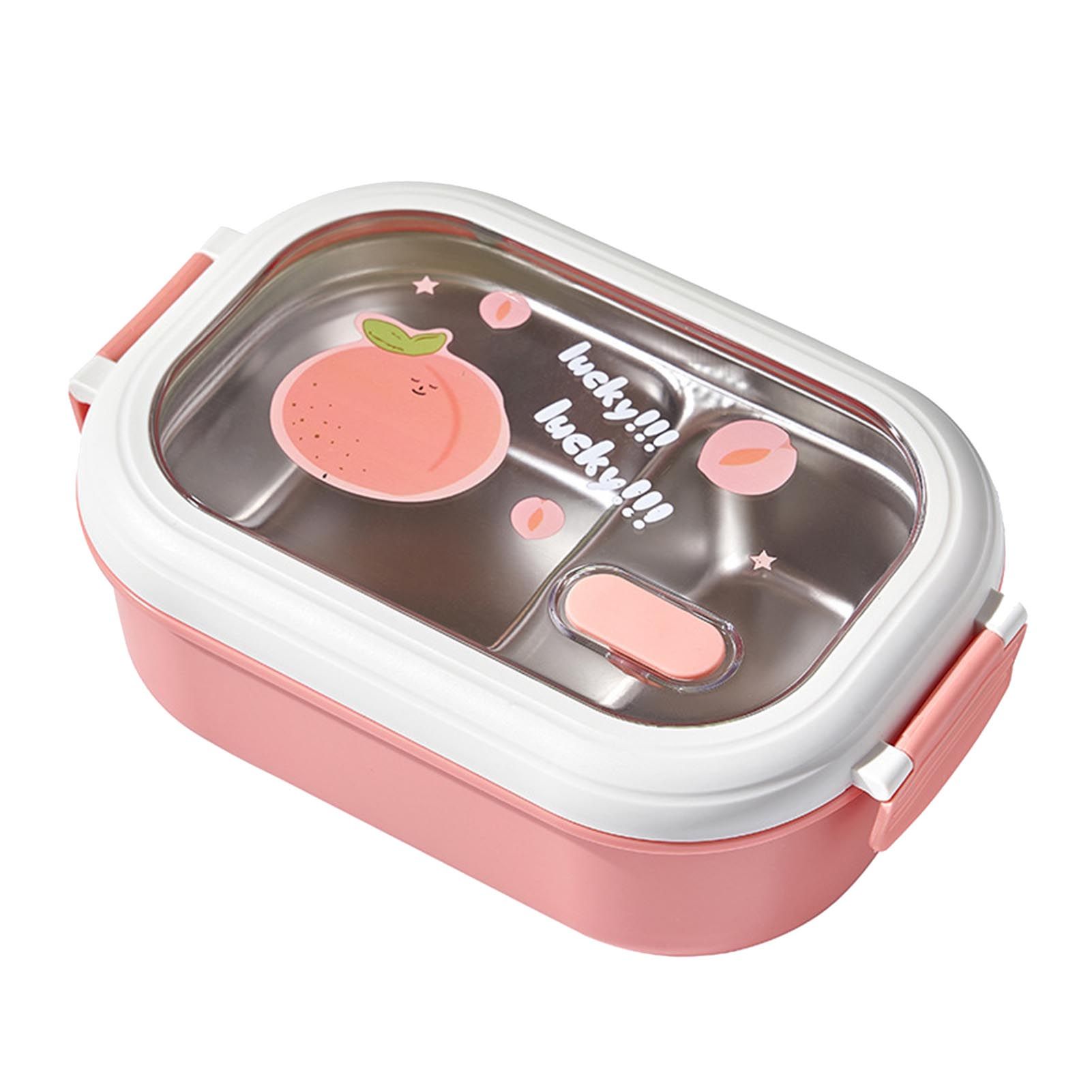 Bento Lunch Box Portable Safe Leakproof Divided Stainless Steel Thermal Lunch Box for Students School Office Pink - Image 1