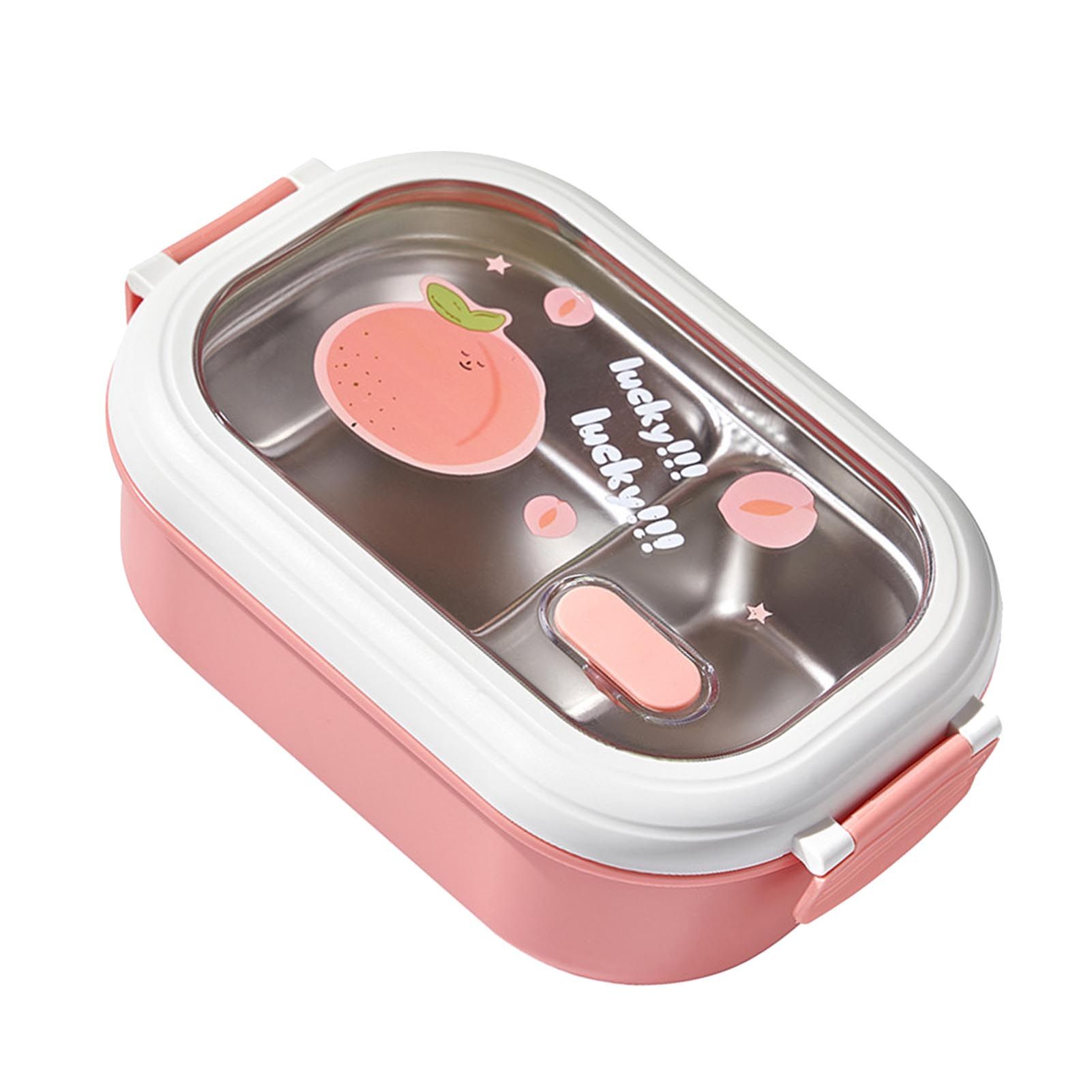 Bento Lunch Box Portable Safe Leakproof Divided Stainless Steel Thermal Lunch Box for Students School Office Pink - Image 2