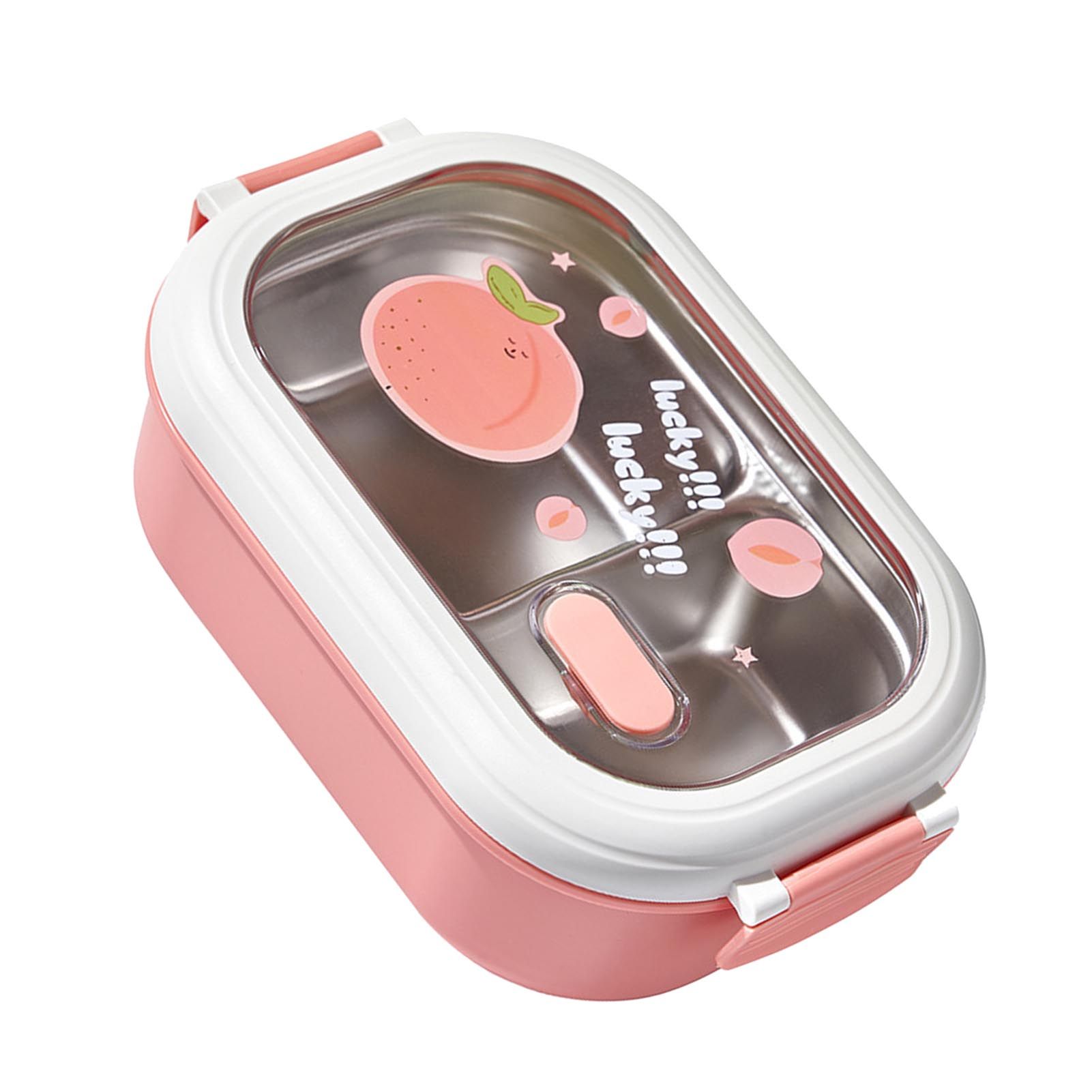 Bento Lunch Box Portable Safe Leakproof Divided Stainless Steel Thermal Lunch Box for Students School Office Pink - Image 3