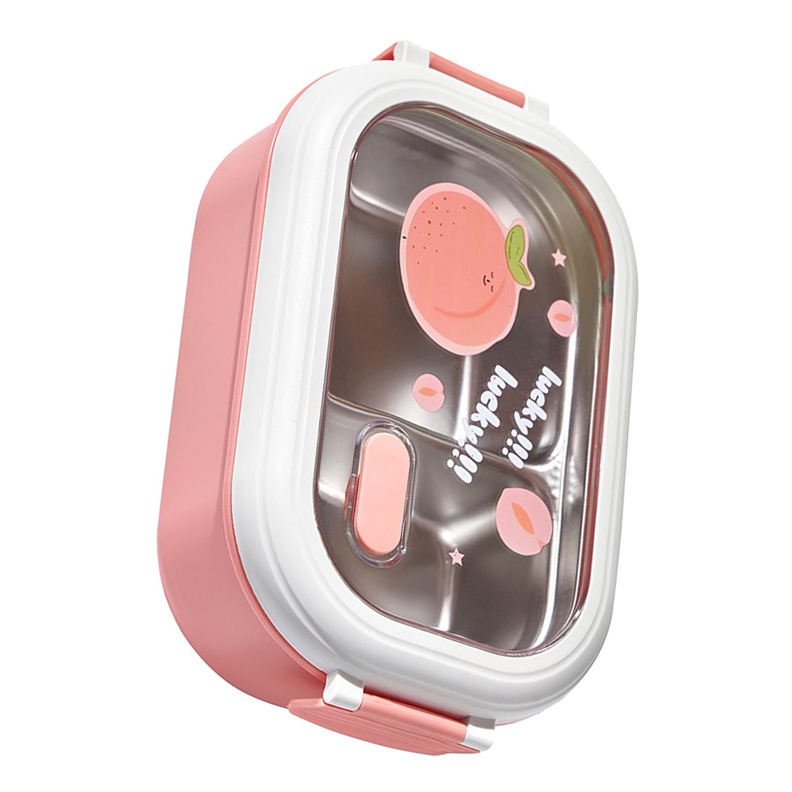 Bento Lunch Box Portable Safe Leakproof Divided Stainless Steel Thermal Lunch Box for Students School Office Pink - Image 5