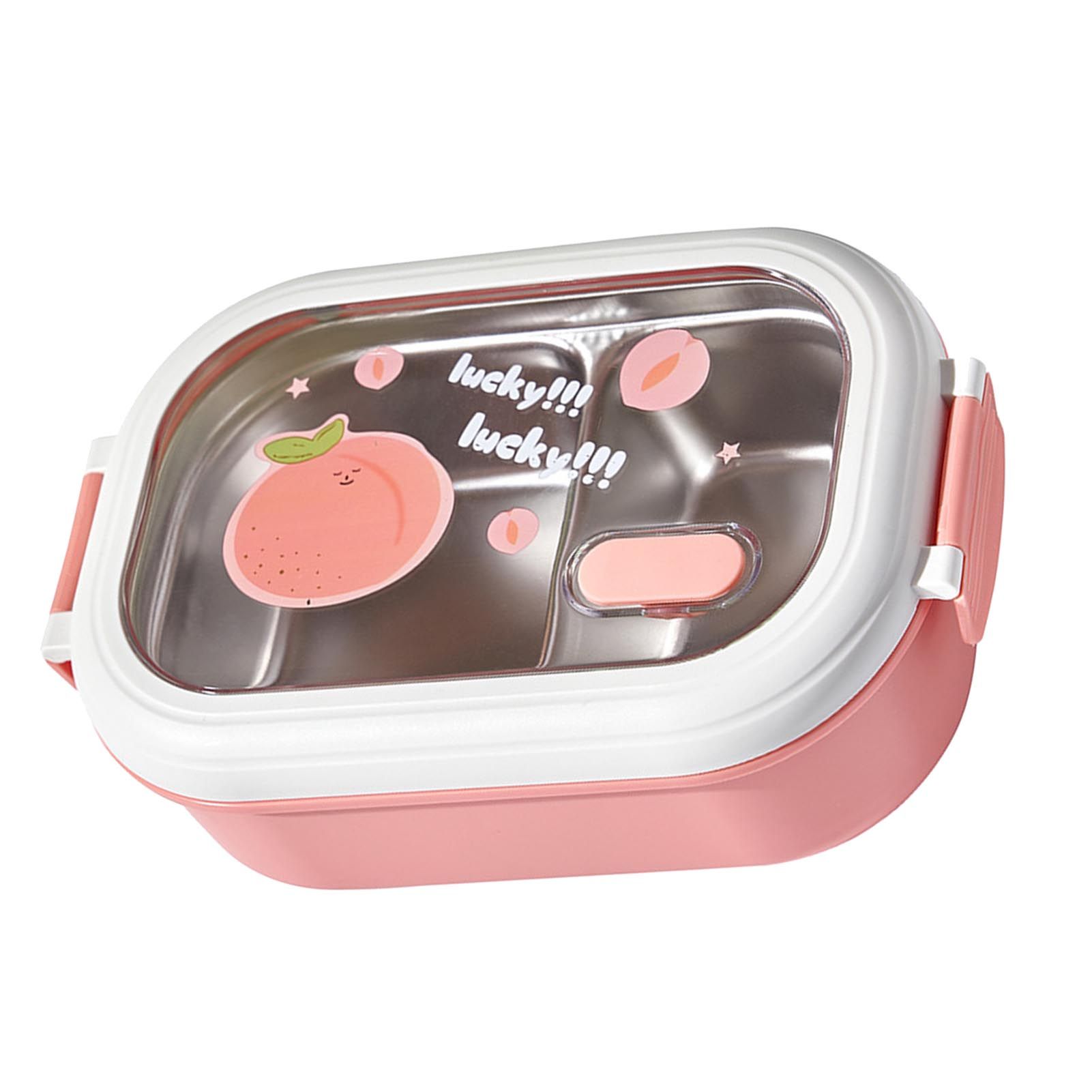Bento Lunch Box Portable Safe Leakproof Divided Stainless Steel Thermal Lunch Box for Students School Office Pink - Image 6