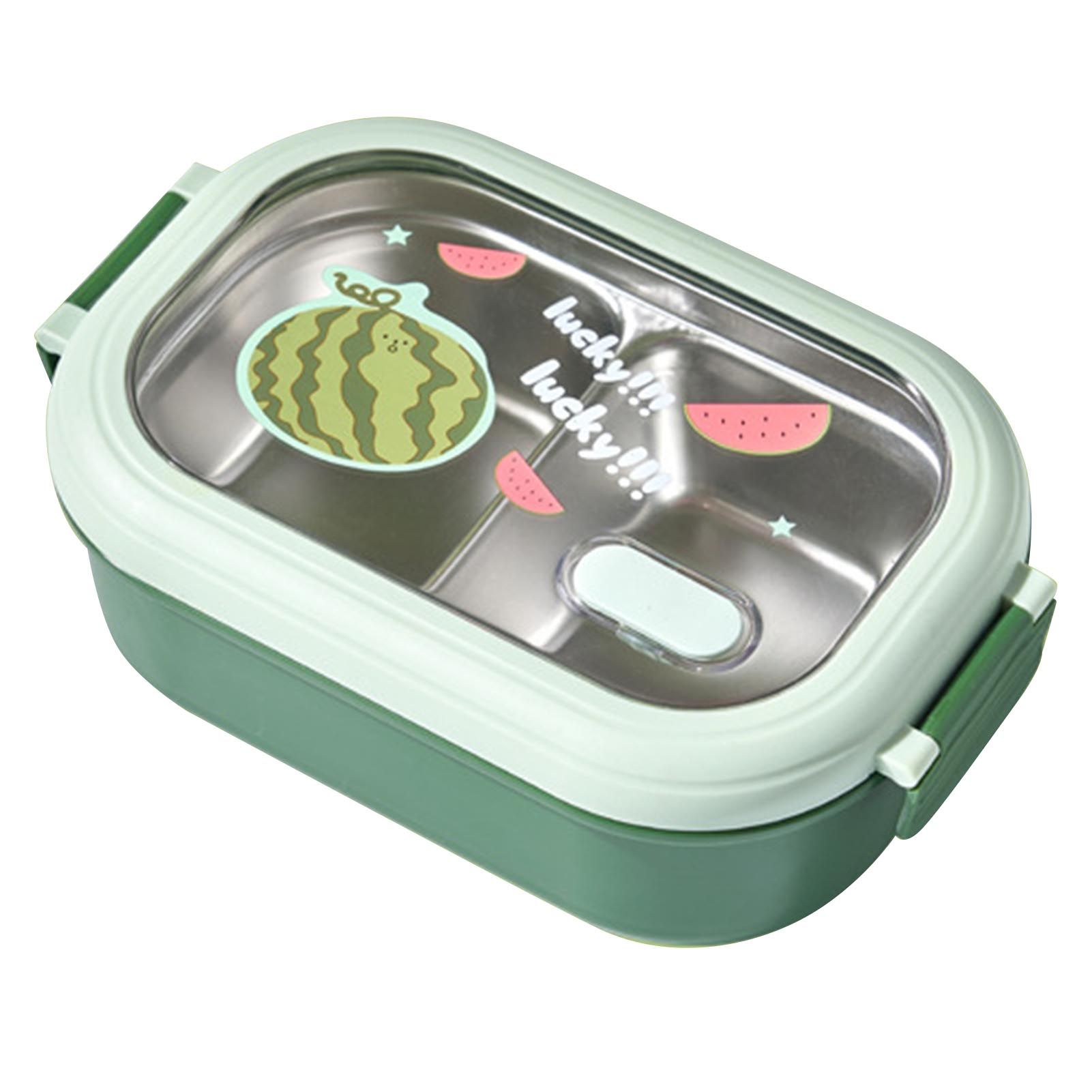 Bento Lunch Box Portable Safe Leakproof Divided Stainless Steel Thermal Lunch Box for Students School Office Green - Image 1