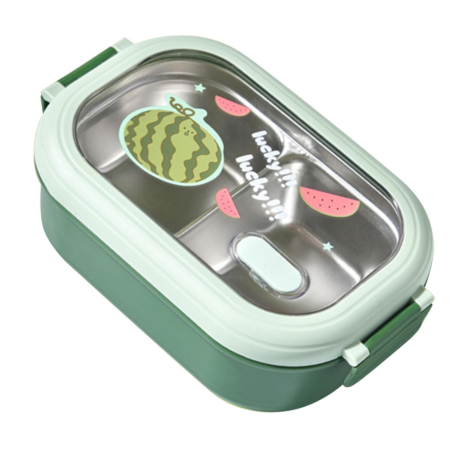 Bento Lunch Box Portable Safe Leakproof Divided Stainless Steel Thermal Lunch Box for Students School Office Green - Image 2