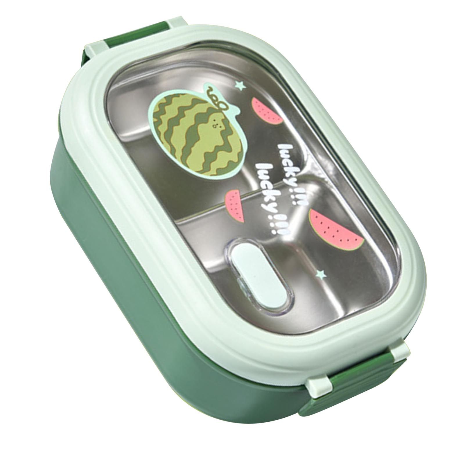 Bento Lunch Box Portable Safe Leakproof Divided Stainless Steel Thermal Lunch Box for Students School Office Green - Image 3