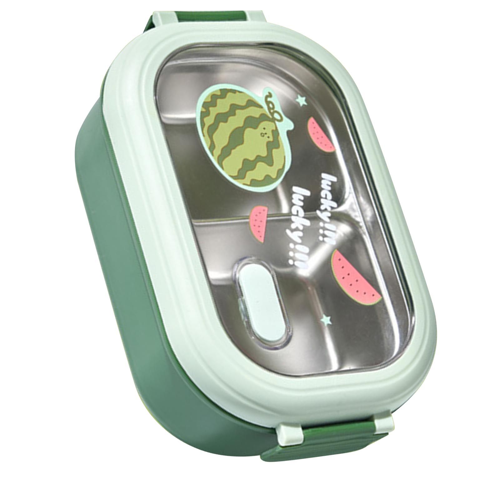 Bento Lunch Box Portable Safe Leakproof Divided Stainless Steel Thermal Lunch Box for Students School Office Green - Image 4