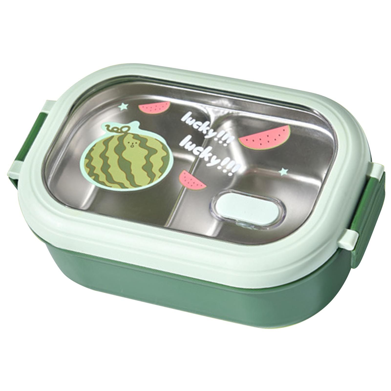 Bento Lunch Box Portable Safe Leakproof Divided Stainless Steel Thermal Lunch Box for Students School Office Green - Image 6