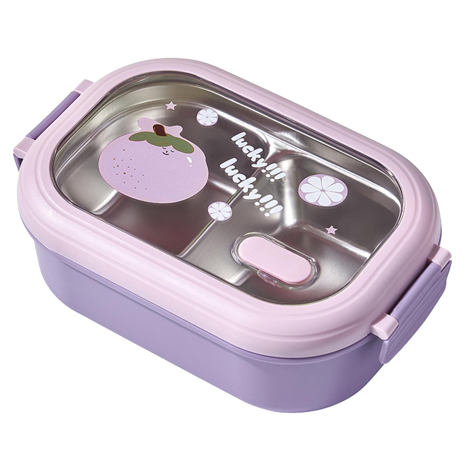 Bento Lunch Box Portable Safe Leakproof Divided Stainless Steel Thermal Lunch Box for Students School Office Purple - Image 1