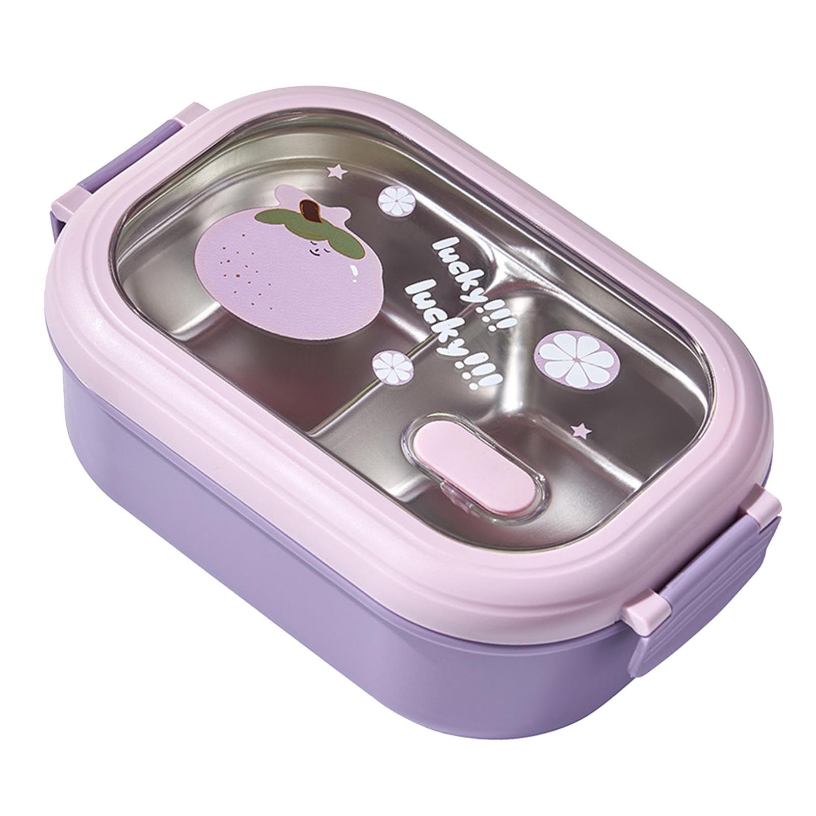 Bento Lunch Box Portable Safe Leakproof Divided Stainless Steel Thermal Lunch Box for Students School Office Purple - Image 2