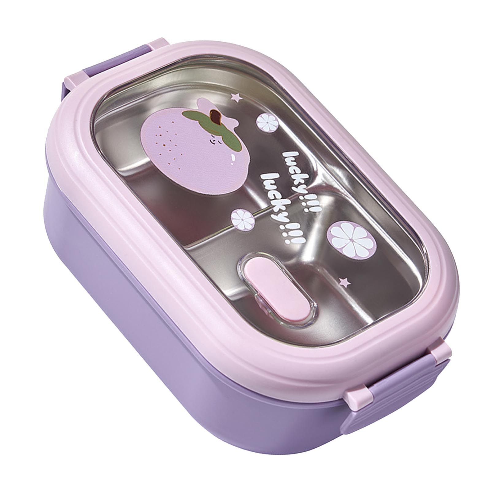 Bento Lunch Box Portable Safe Leakproof Divided Stainless Steel Thermal Lunch Box for Students School Office Purple - Image 3