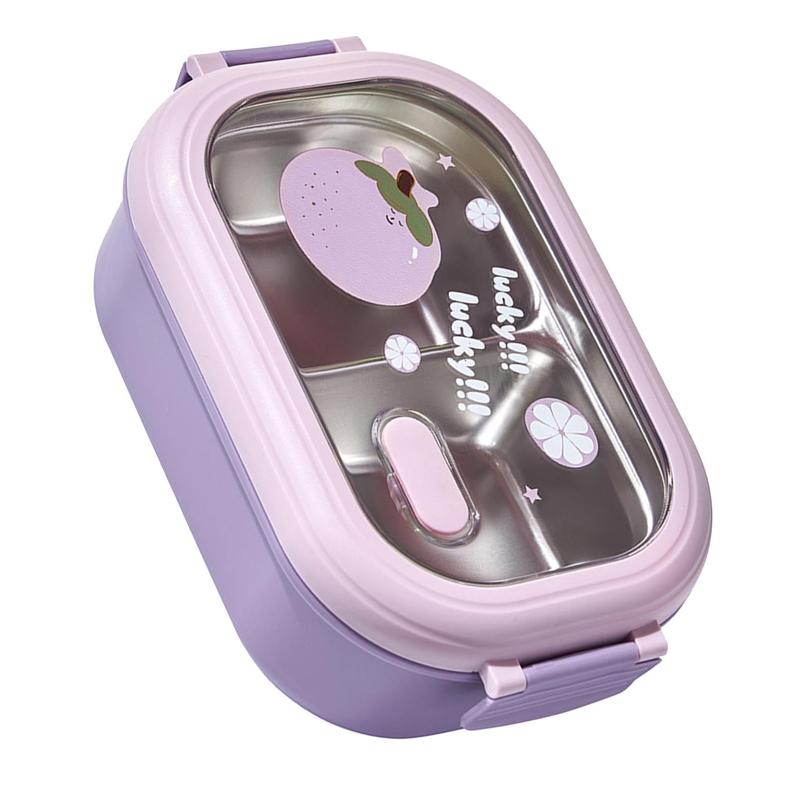 Bento Lunch Box Portable Safe Leakproof Divided Stainless Steel Thermal Lunch Box for Students School Office Purple - Image 4