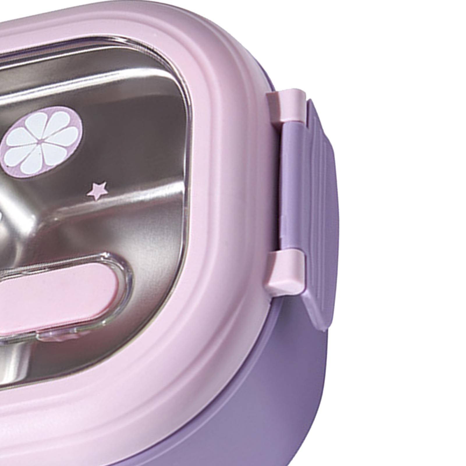 Bento Lunch Box Portable Safe Leakproof Divided Stainless Steel Thermal Lunch Box for Students School Office Purple - Image 7