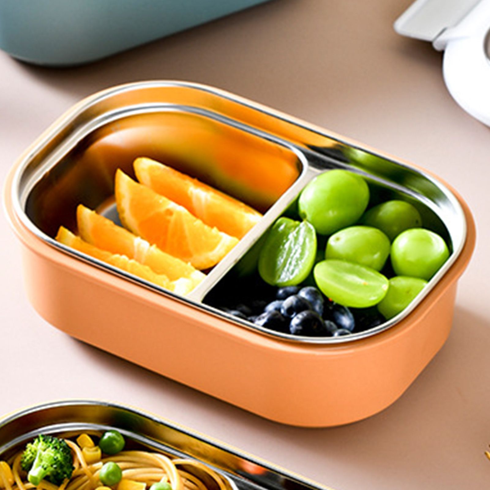 Lunch Box Stainless Steel Insulation Leakproof Cute Design Portable Bento Box for School Office Orange - Image 5