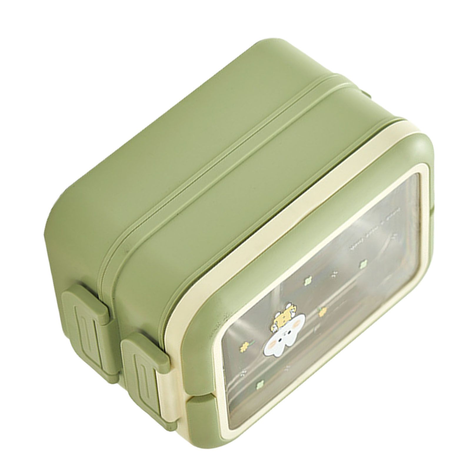 Stainless Steel Insulated Lunch Box Multiple Compartments Fashionable Safe Stainless Steel Bento Box for Students Kids Green - Image 4
