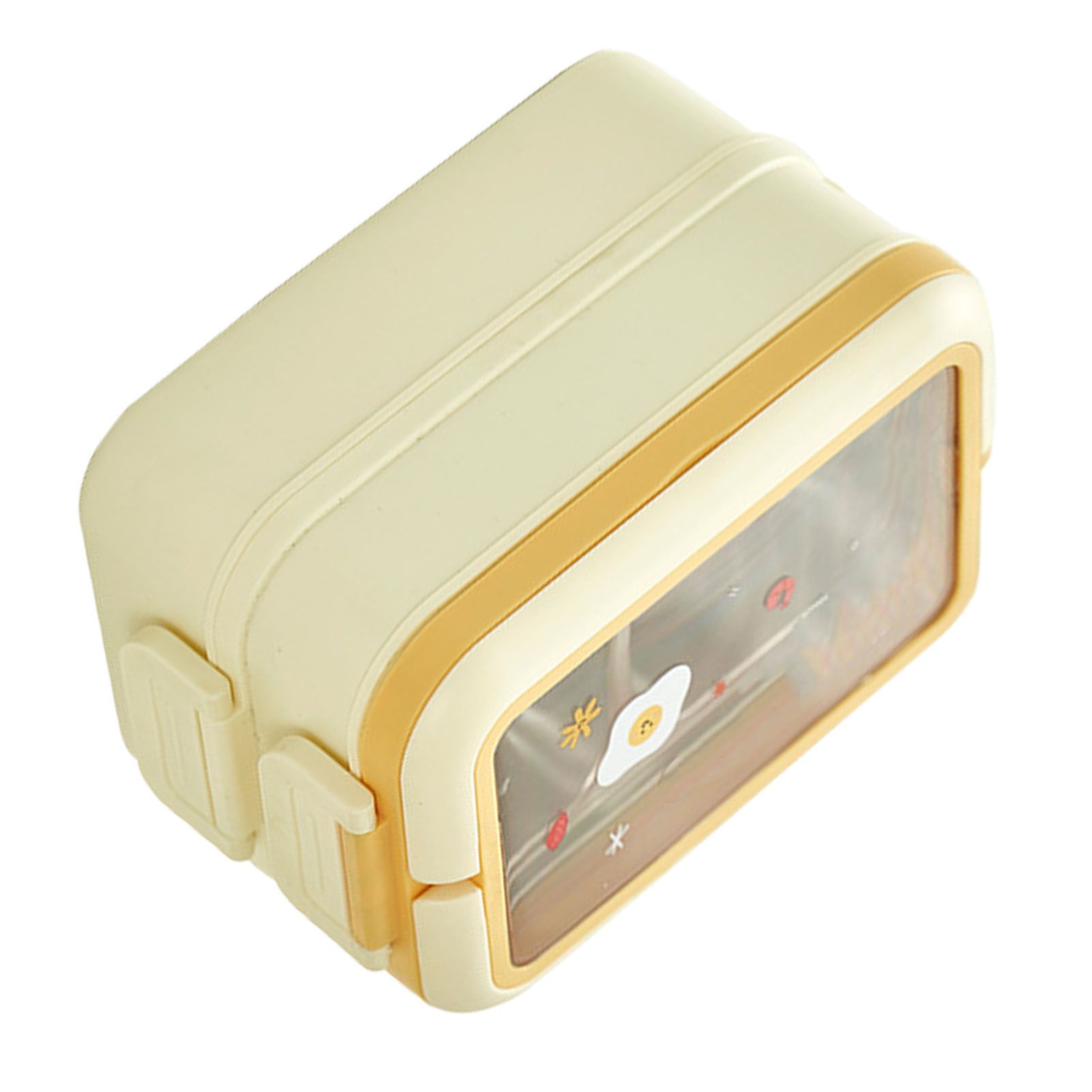 Stainless Steel Insulated Lunch Box Multiple Compartments Fashionable Safe Stainless Steel Bento Box for Students Kids Cream - Image 2