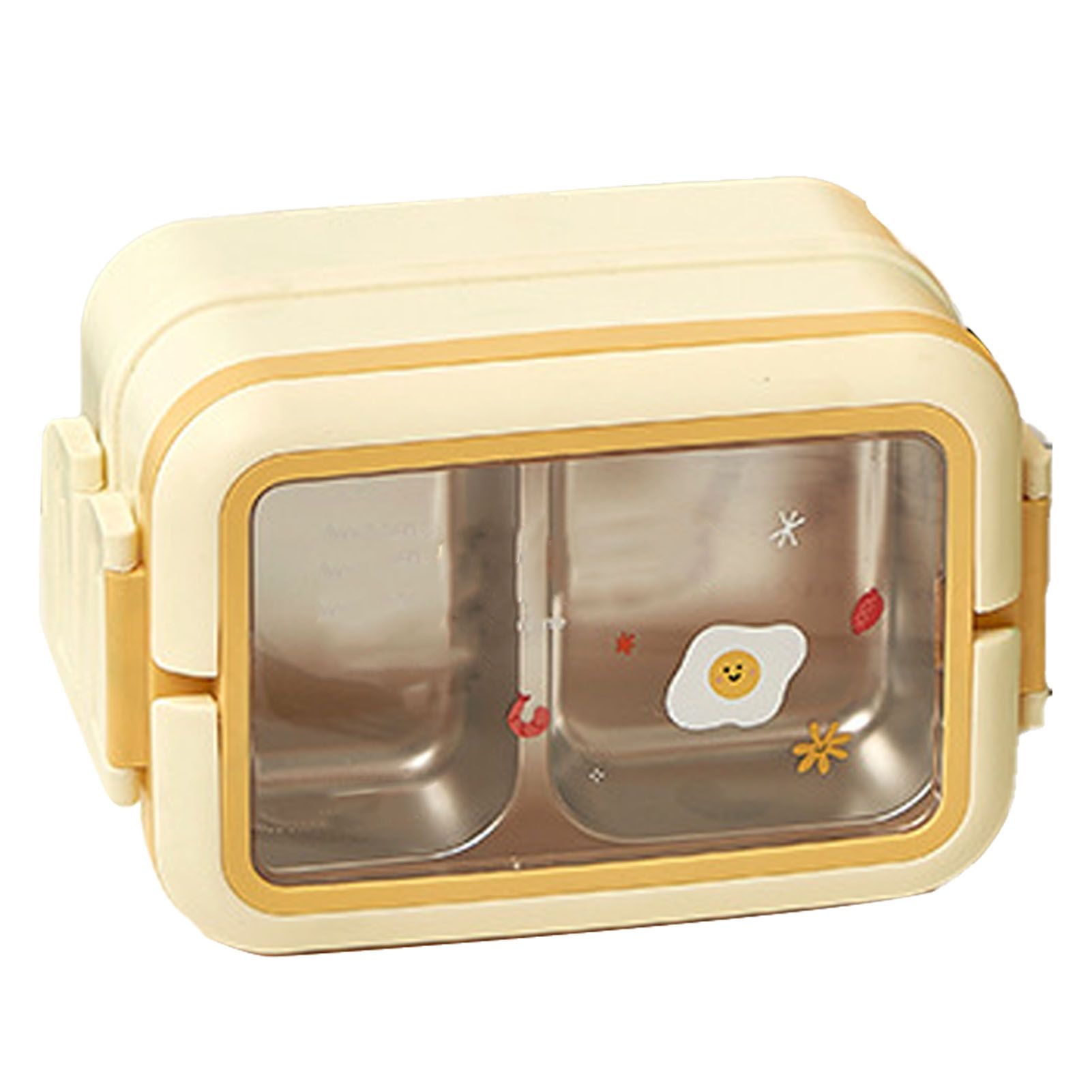 Stainless Steel Insulated Lunch Box Multiple Compartments Fashionable Safe Stainless Steel Bento Box for Students Kids Cream - Image 4