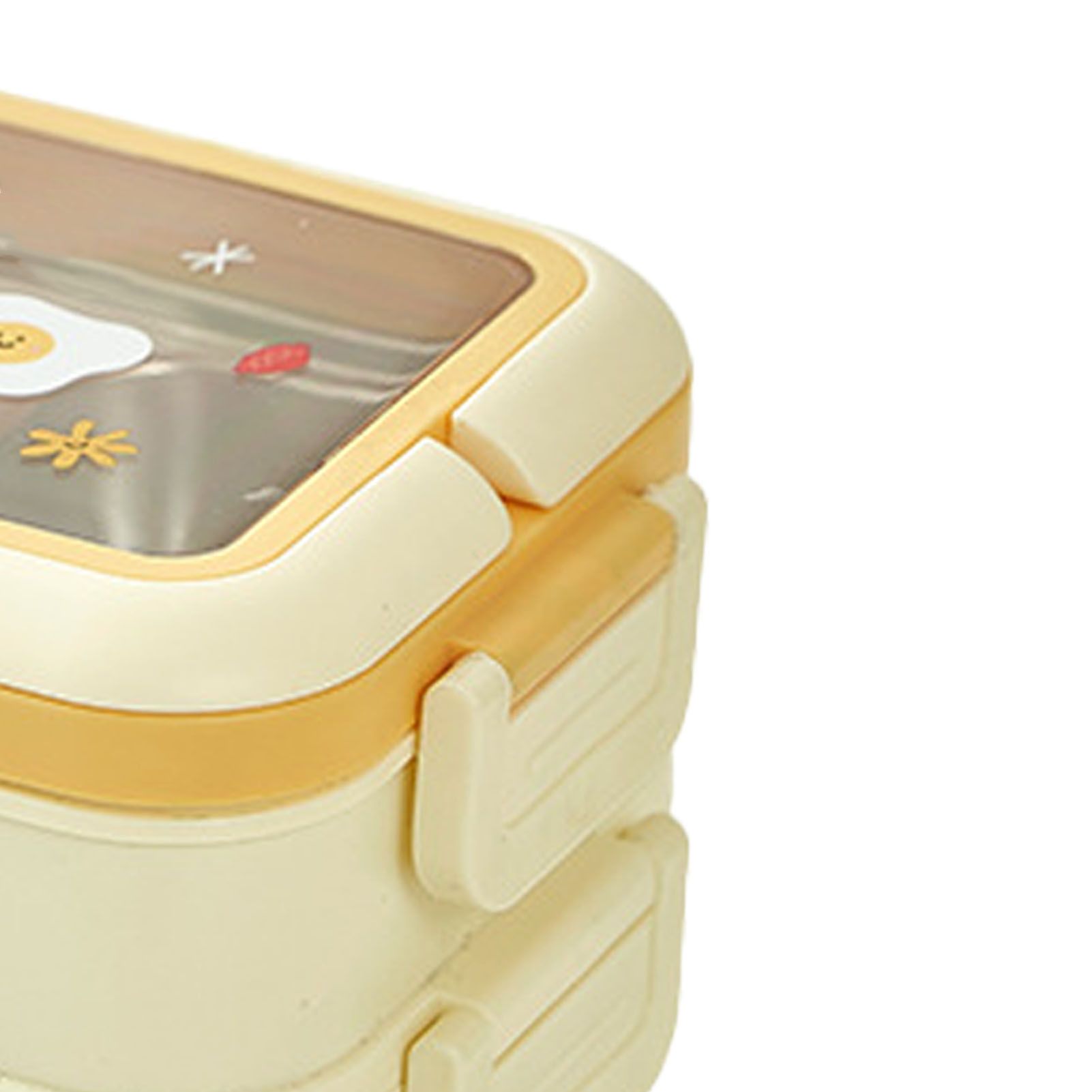Stainless Steel Insulated Lunch Box Multiple Compartments Fashionable Safe Stainless Steel Bento Box for Students Kids Cream - Image 7