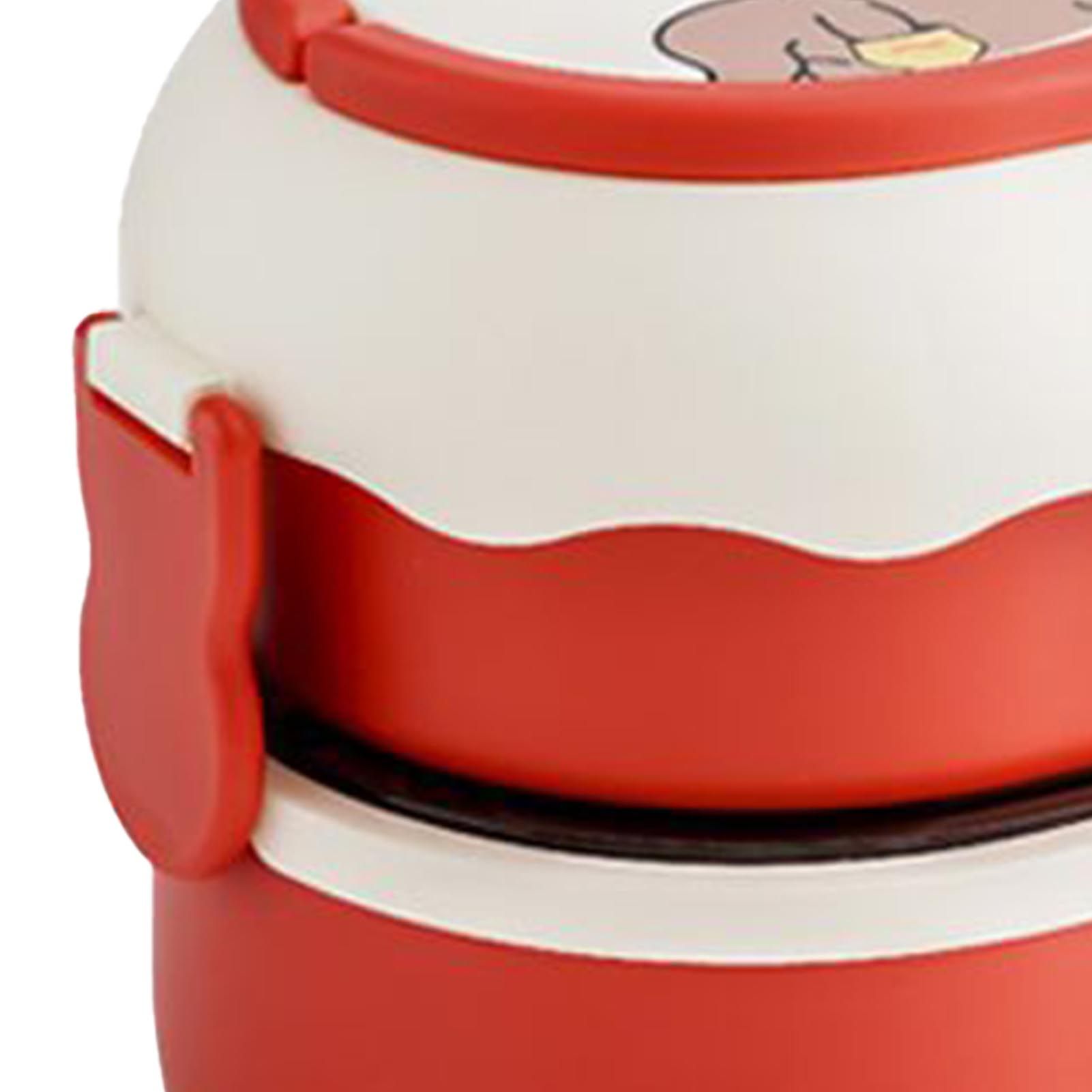 Lunch Box 2 Tier 3 Compartment Large Capacity Microwavable Cute Portable Bento Lunch Box Red - Image 7
