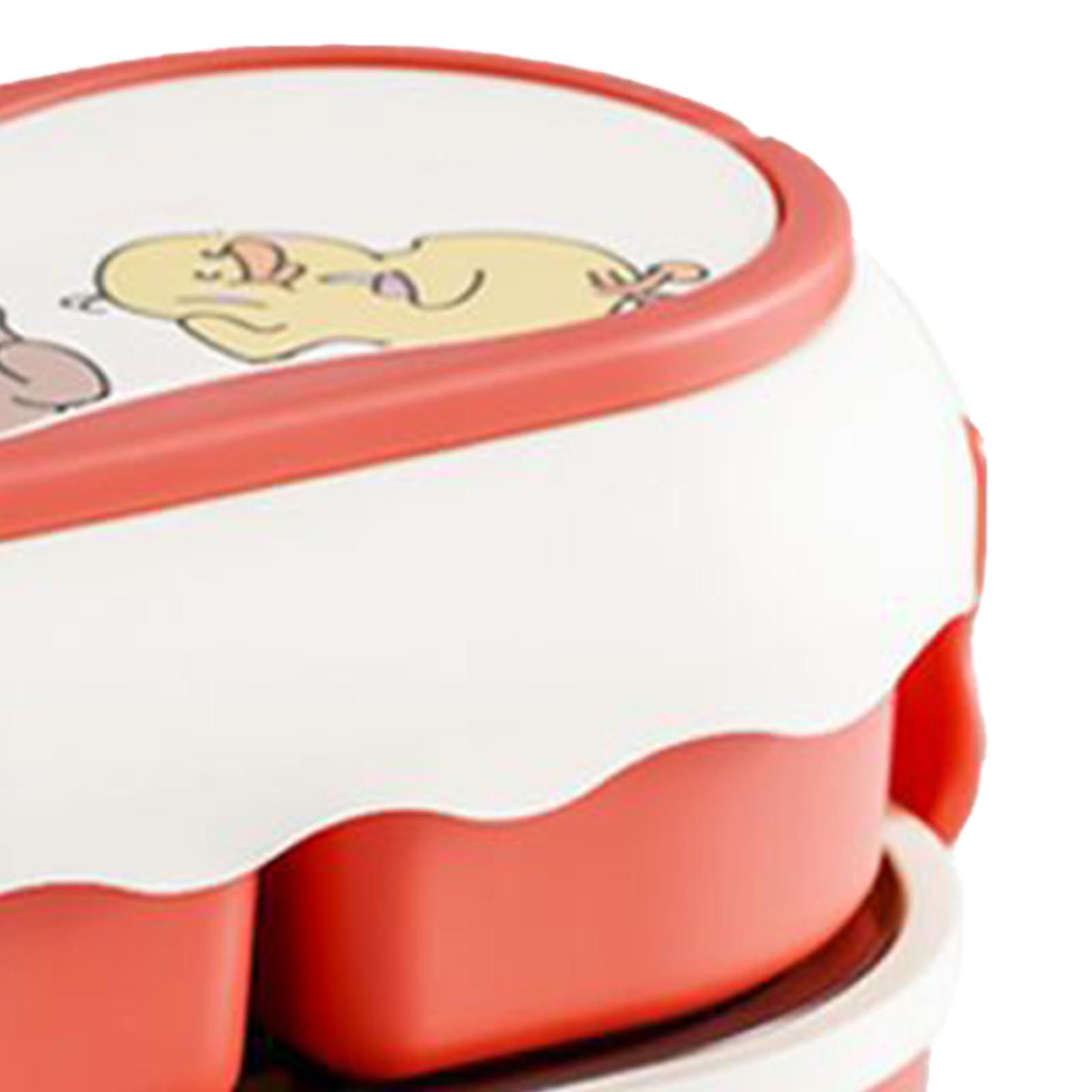 Lunch Box 2 Tier 3 Compartment Large Capacity Microwavable Cute Portable Bento Lunch Box Red - Image 8