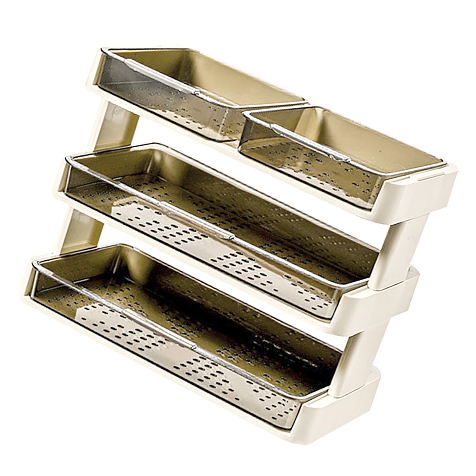 Kitchen Countertop Organizer Plastic Detachable Multifunctional Kitchen Storage Shelf Food Rack for Bedroom Bathroom Desktop Cream White 3 Tier - Image 4
