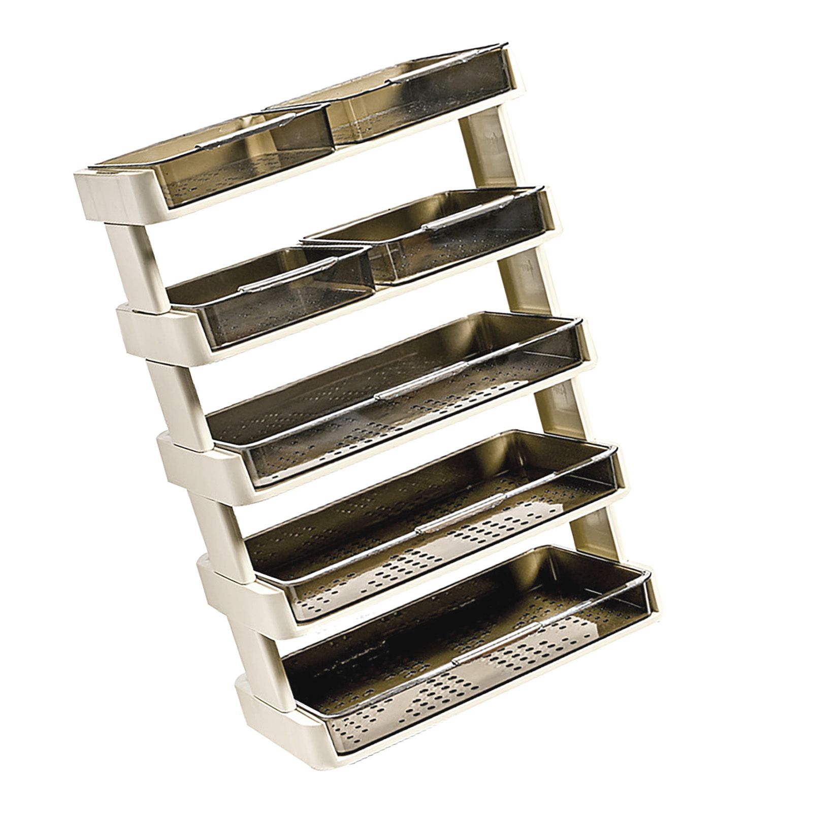 Kitchen Countertop Organizer Plastic Detachable Multifunctional Kitchen Storage Shelf Food Rack for Bedroom Bathroom Desktop Cream White 5 Tier - Image 2