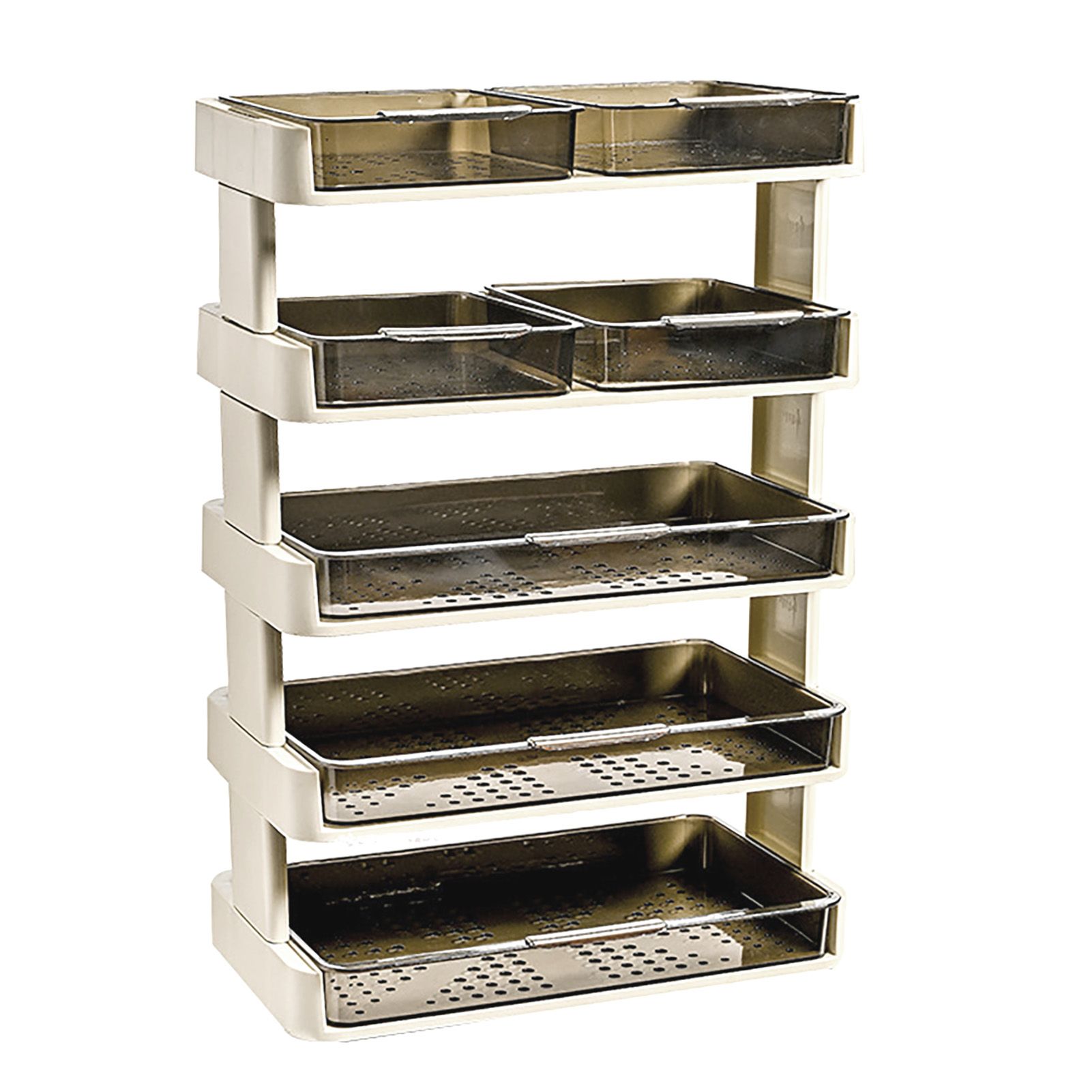 Kitchen Countertop Organizer Plastic Detachable Multifunctional Kitchen Storage Shelf Food Rack for Bedroom Bathroom Desktop Cream White 5 Tier - Image 3
