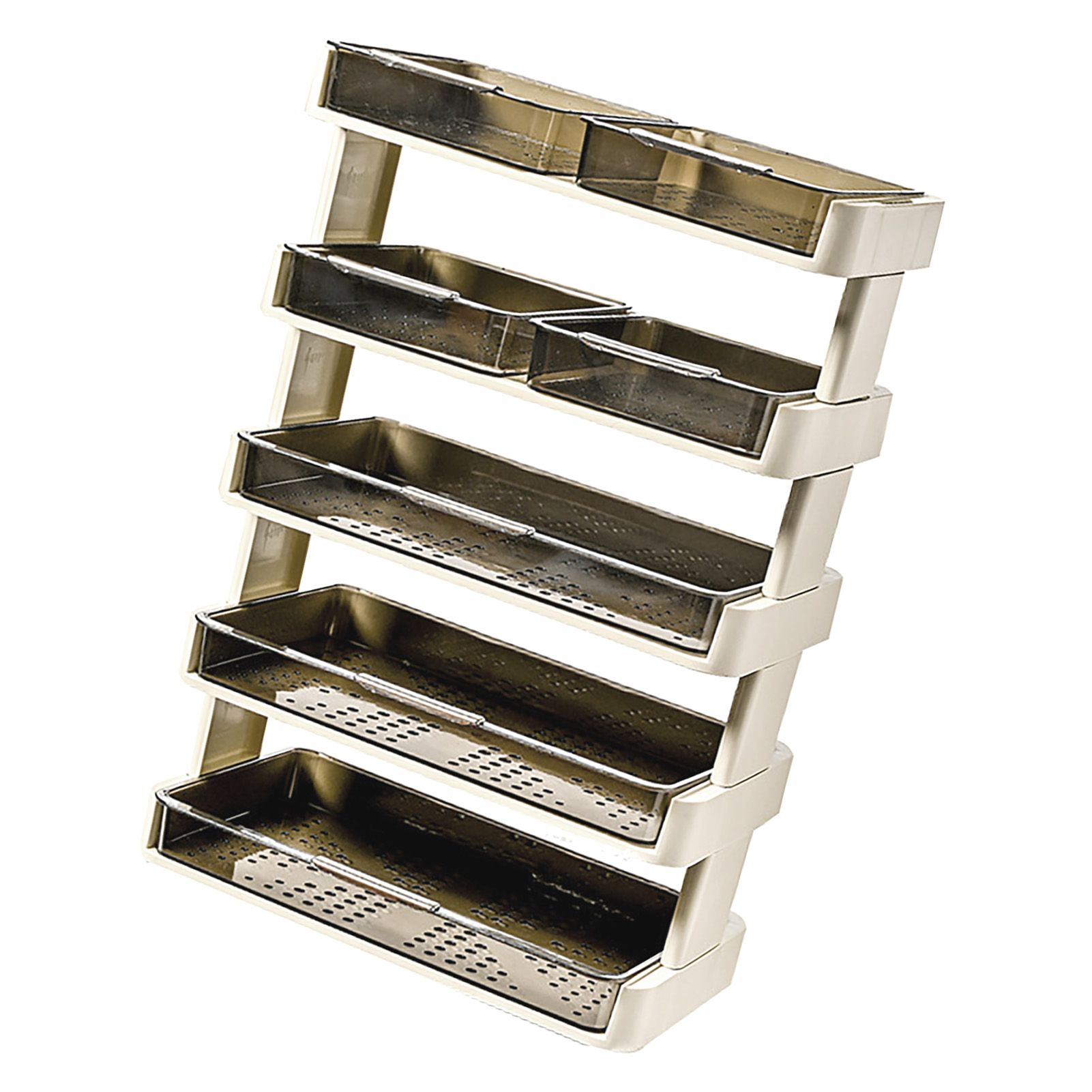Kitchen Countertop Organizer Plastic Detachable Multifunctional Kitchen Storage Shelf Food Rack for Bedroom Bathroom Desktop Cream White 5 Tier - Image 4