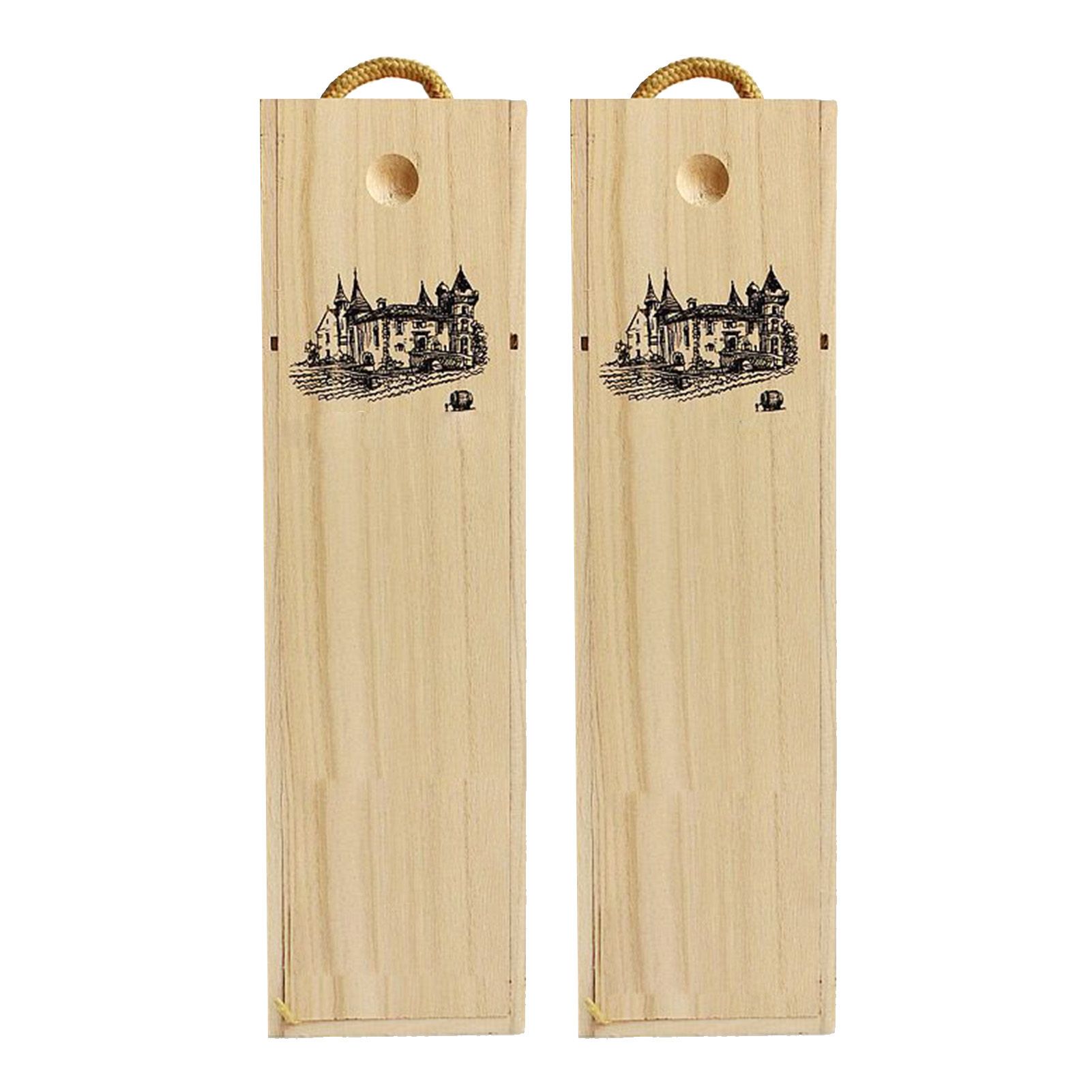 Single Bottle Wooden Wine Box with Lid Decorative Wood Grain Reusable Wine Storage Box - Image 2
