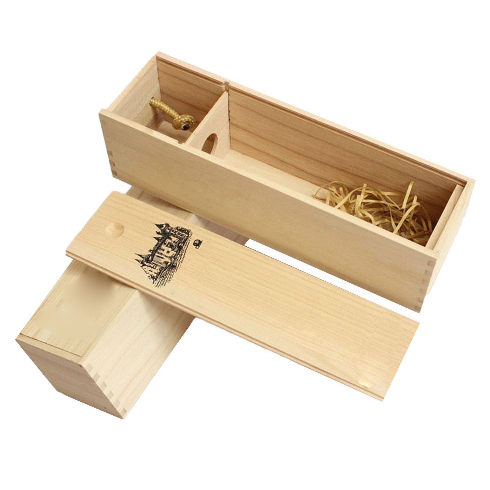 Single Bottle Wooden Wine Box with Lid Decorative Wood Grain Reusable Wine Storage Box - Image 3