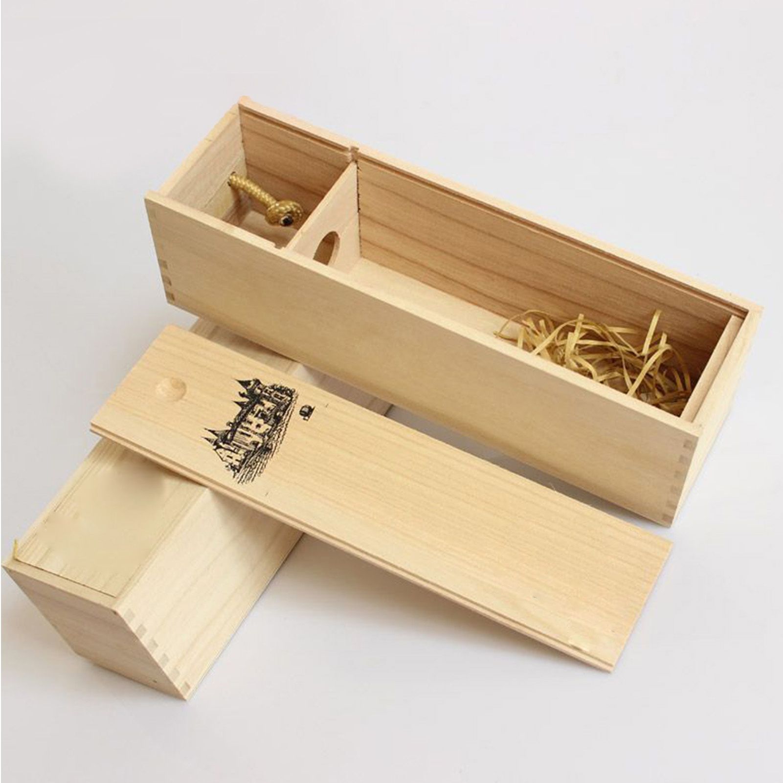 Single Bottle Wooden Wine Box with Lid Decorative Wood Grain Reusable Wine Storage Box - Image 5
