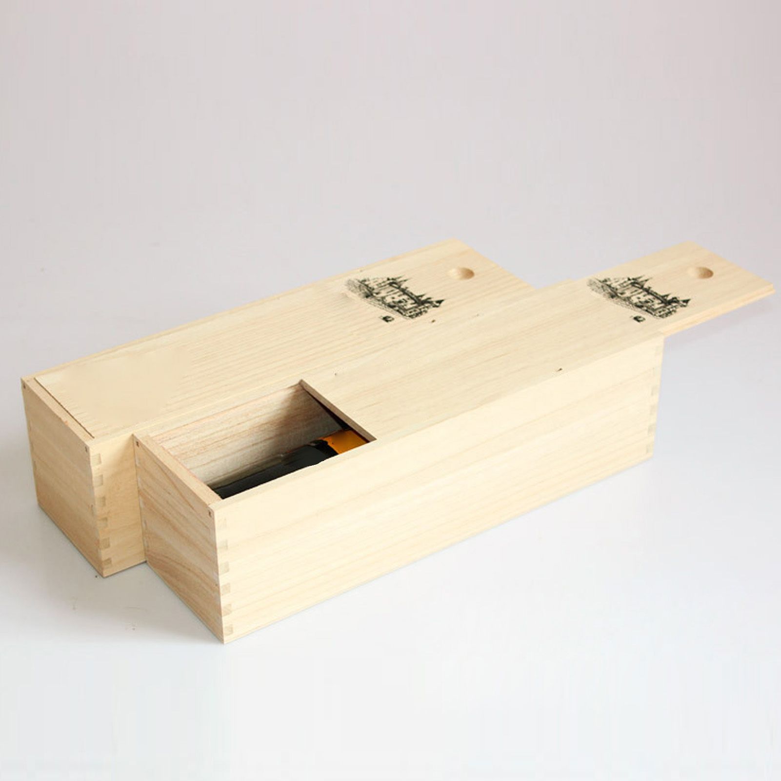 Single Bottle Wooden Wine Box with Lid Decorative Wood Grain Reusable Wine Storage Box - Image 6