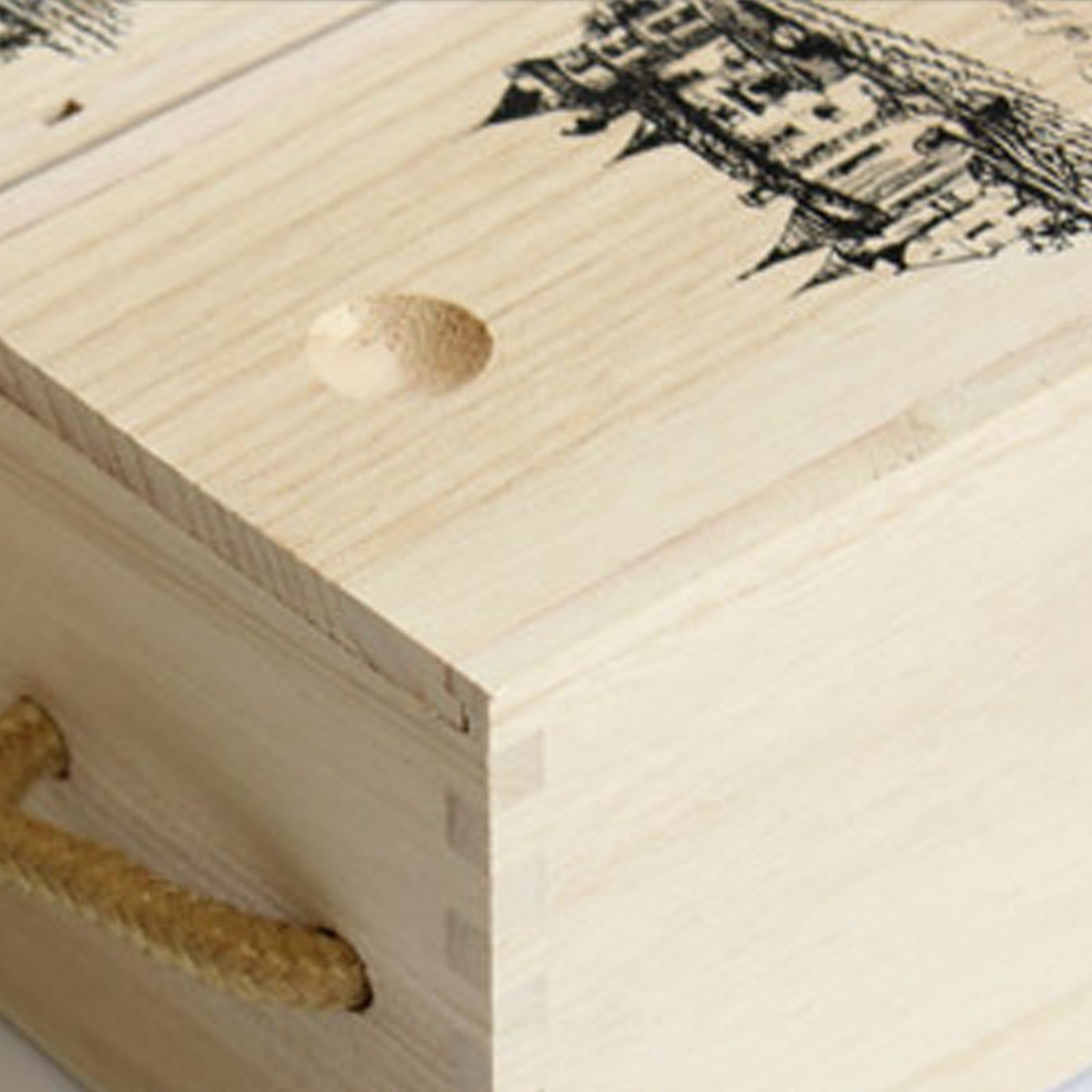 Single Bottle Wooden Wine Box with Lid Decorative Wood Grain Reusable Wine Storage Box - Image 7