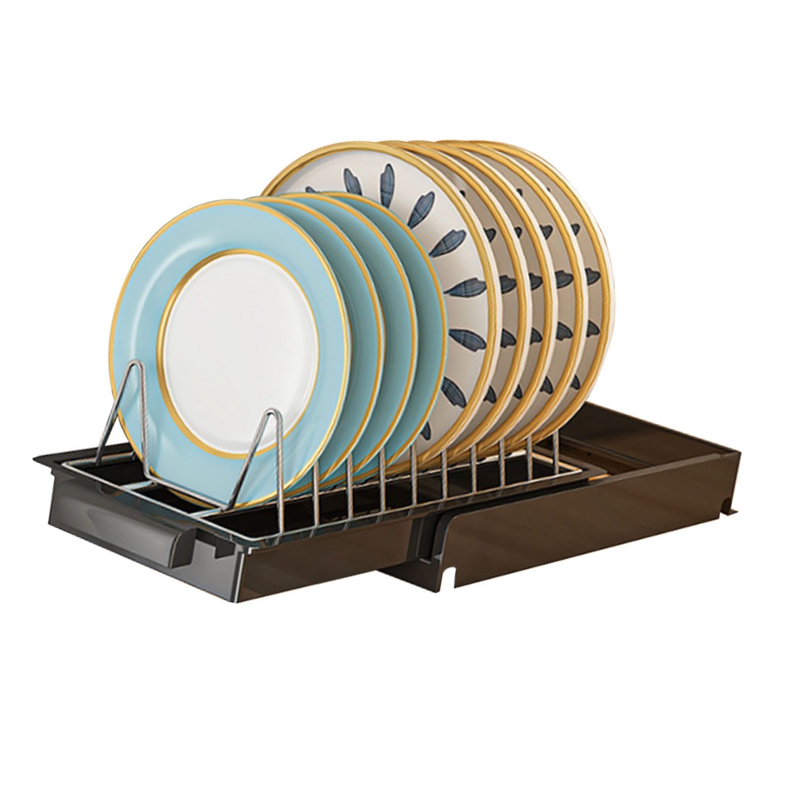 Pull Out Cabinet Organizer Stainless Steel Multifunctional Slide Out Shelves for Plates Kitchen Cupboard Black - Image 2