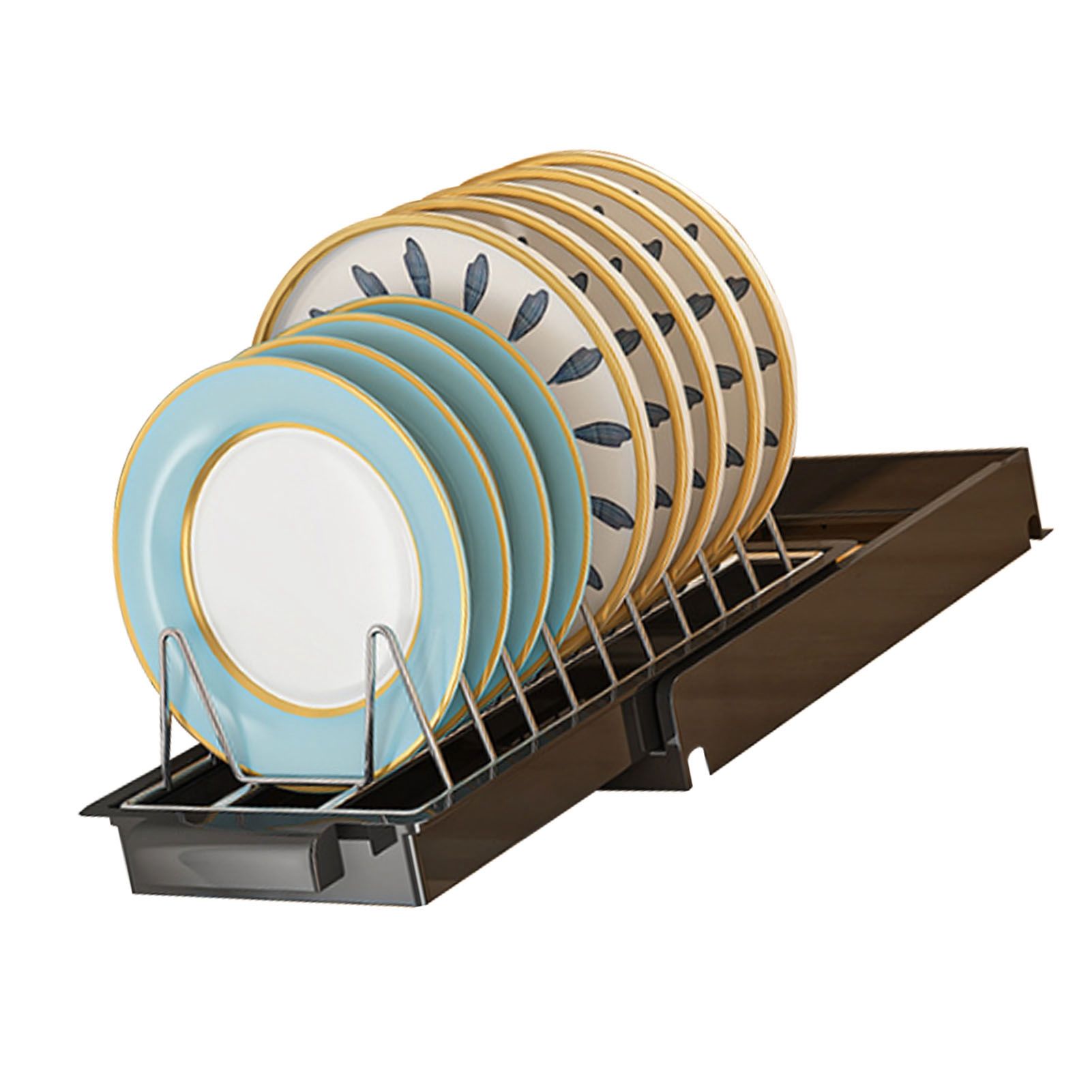 Pull Out Cabinet Organizer Stainless Steel Multifunctional Slide Out Shelves for Plates Kitchen Cupboard Black - Image 4