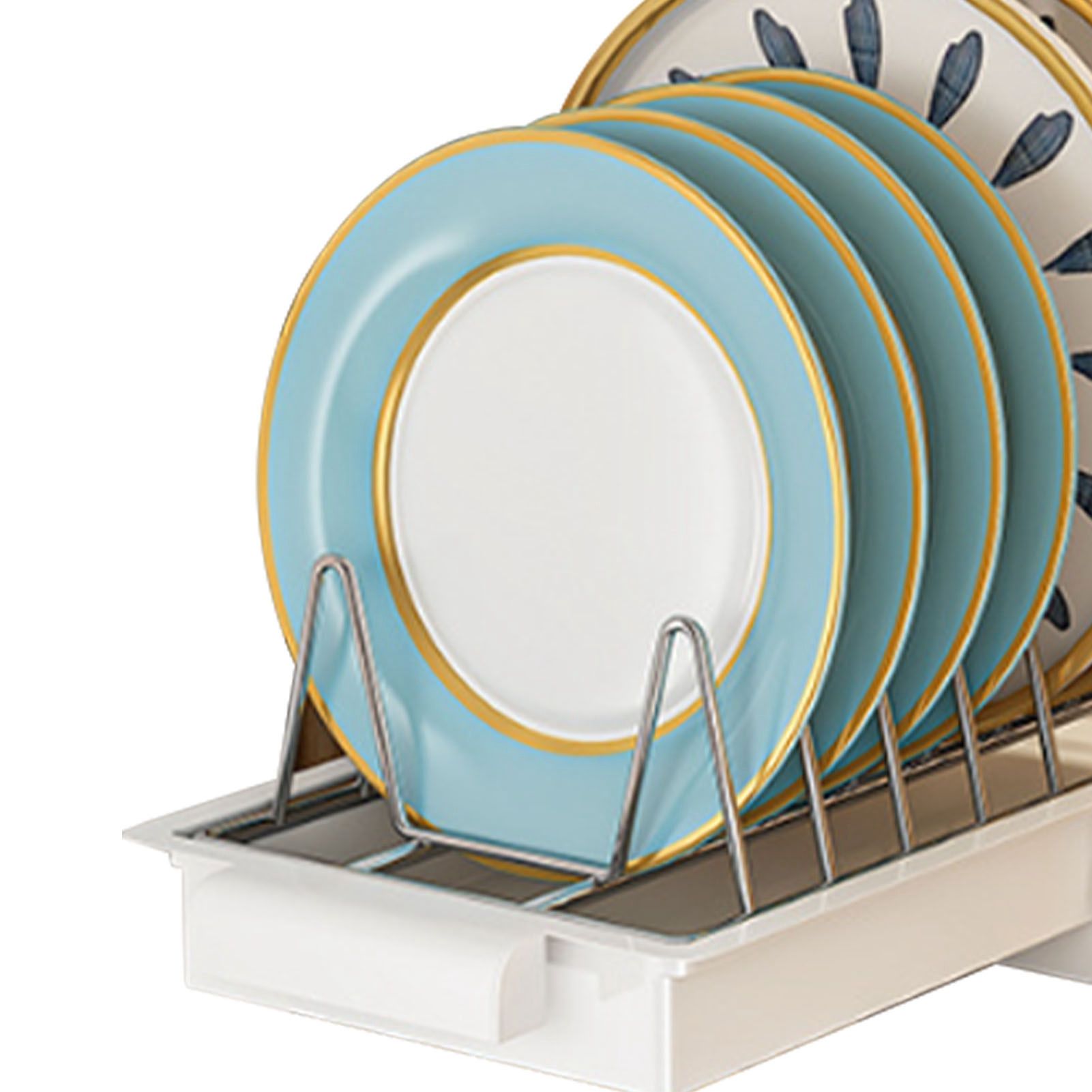Pull Out Cabinet Organizer Stainless Steel Multifunctional Slide Out Shelves for Plates Kitchen Cupboard White - Image 5