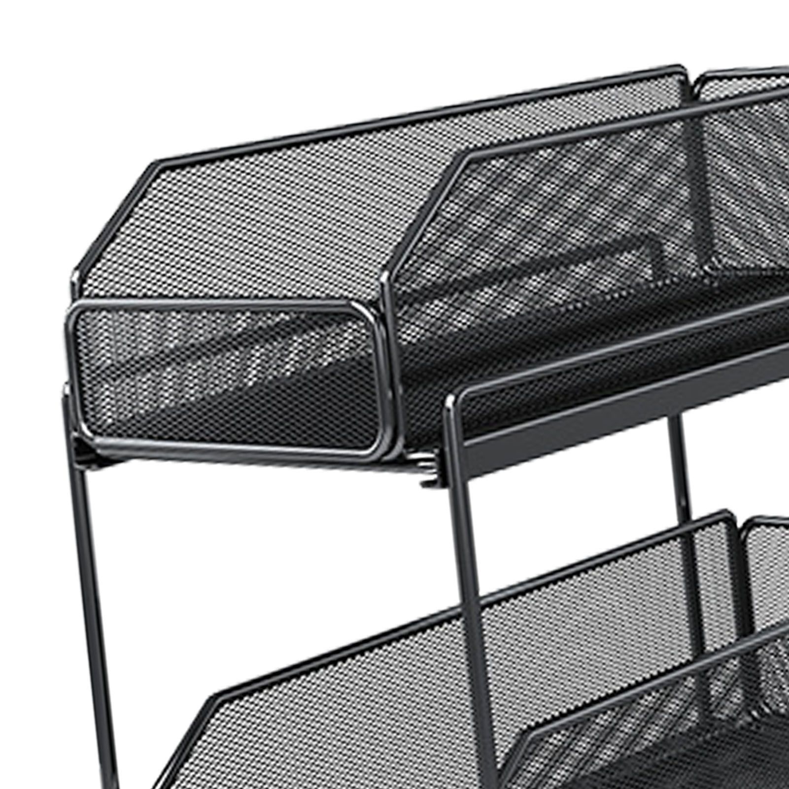 Pull Out Cabinet Organizer 2 Tier Carbon Steel Mesh Large Capacity Easy Maintenance Sliding Basket Drawer Black - Image 8