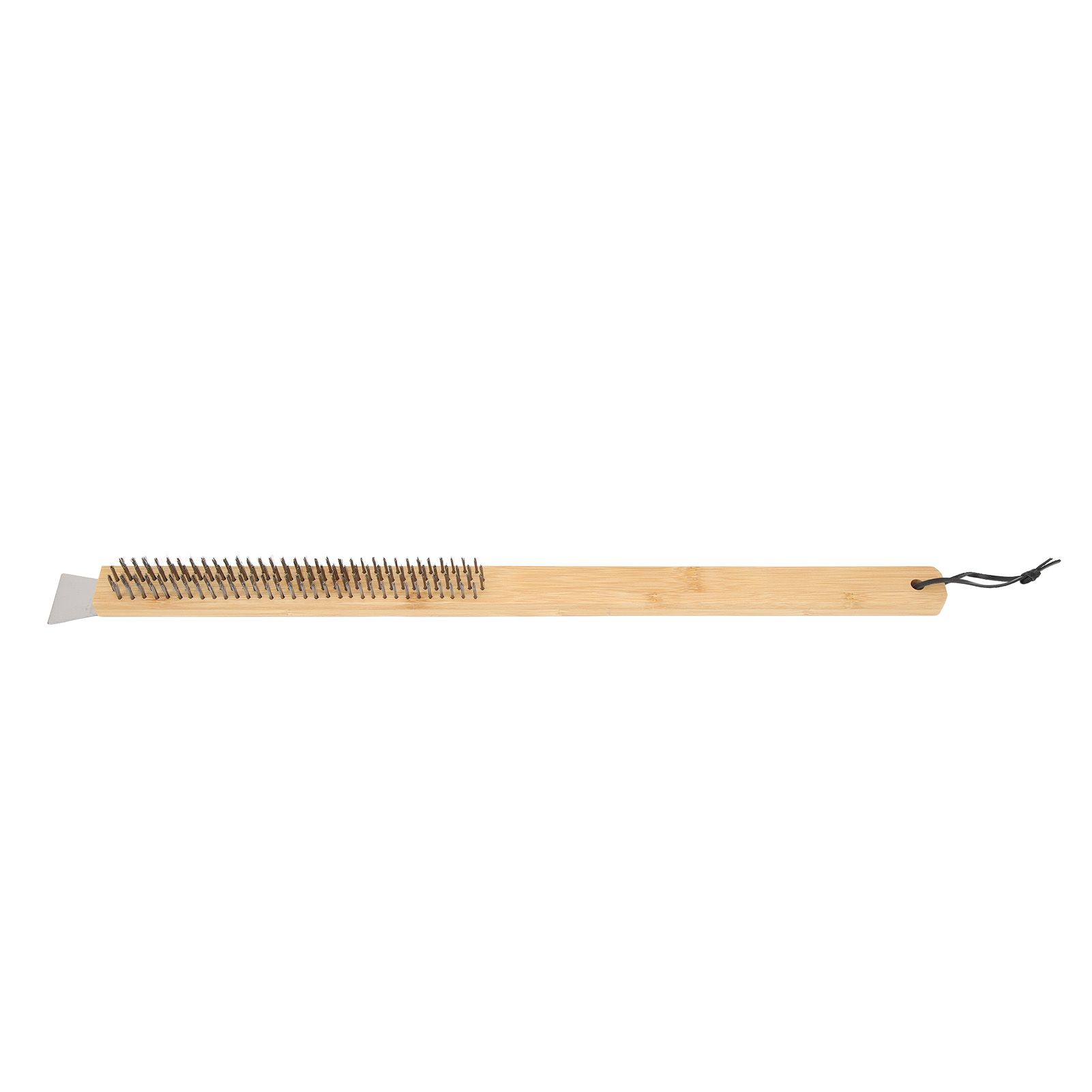 Pizza Oven Brush with Hanging Hole Bamboo Handle Wire BBQ Grill Cleaning Brush with Scraper - Image 3