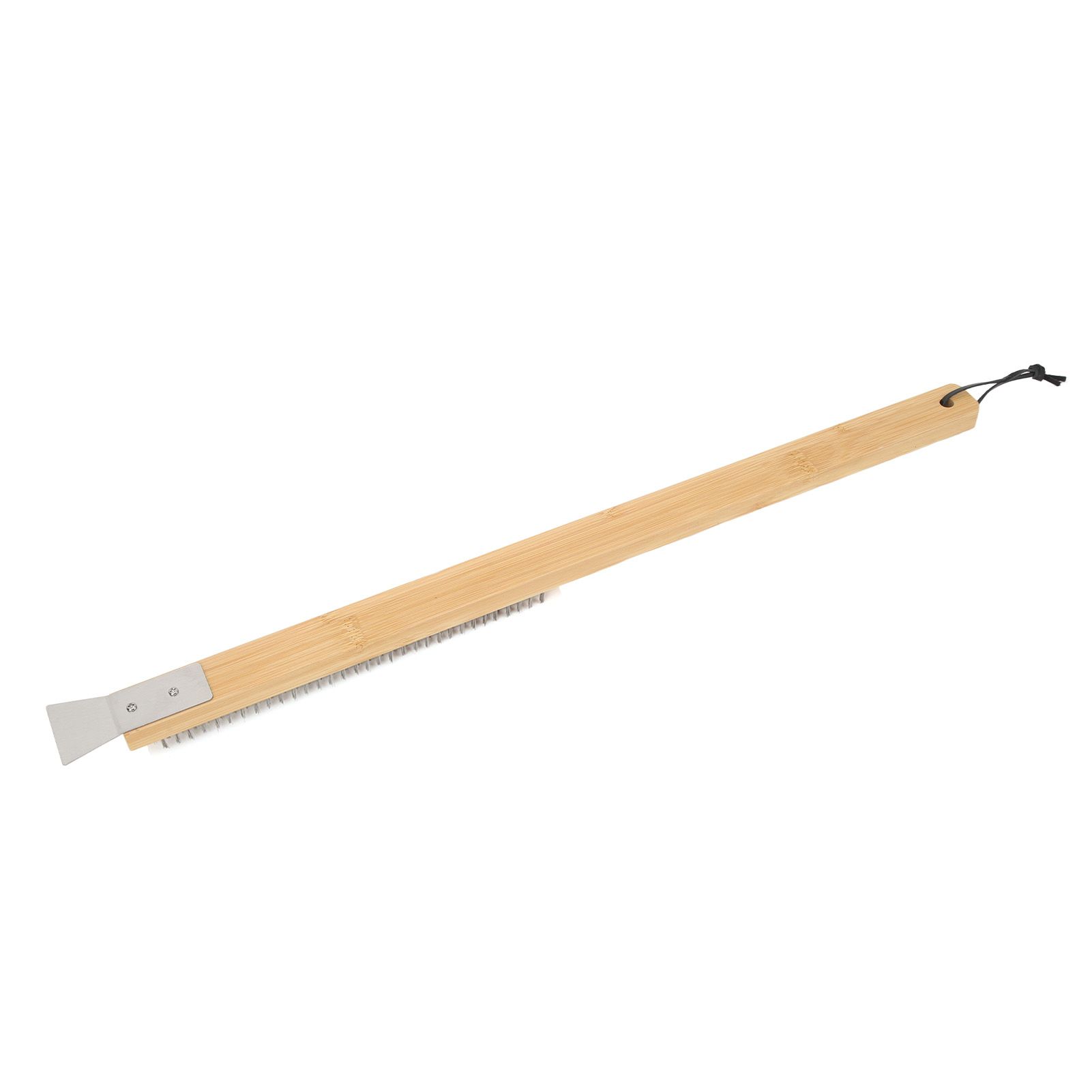 Pizza Oven Brush with Hanging Hole Bamboo Handle Wire BBQ Grill Cleaning Brush with Scraper - Image 4