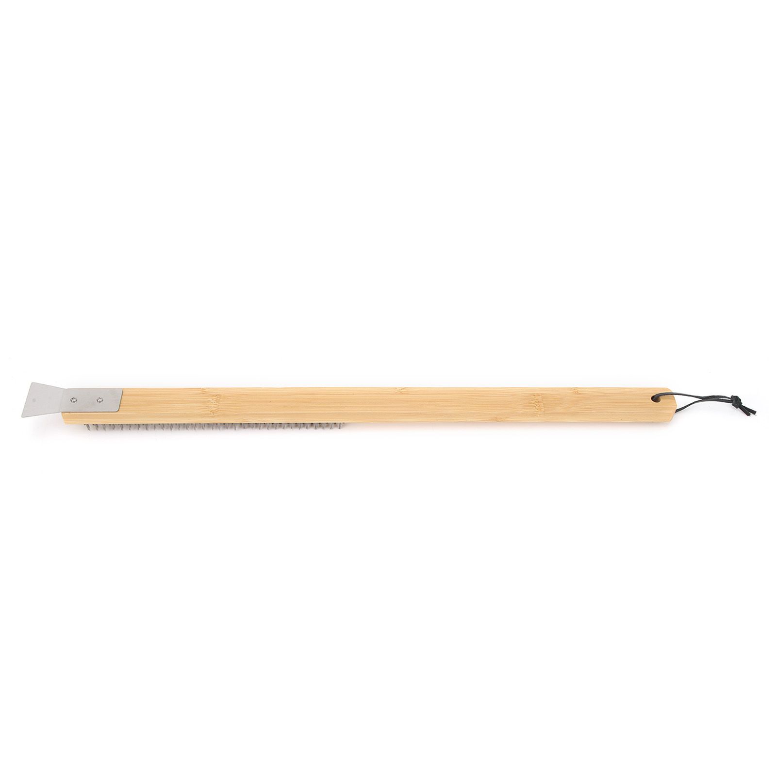 Pizza Oven Brush with Hanging Hole Bamboo Handle Wire BBQ Grill Cleaning Brush with Scraper - Image 5