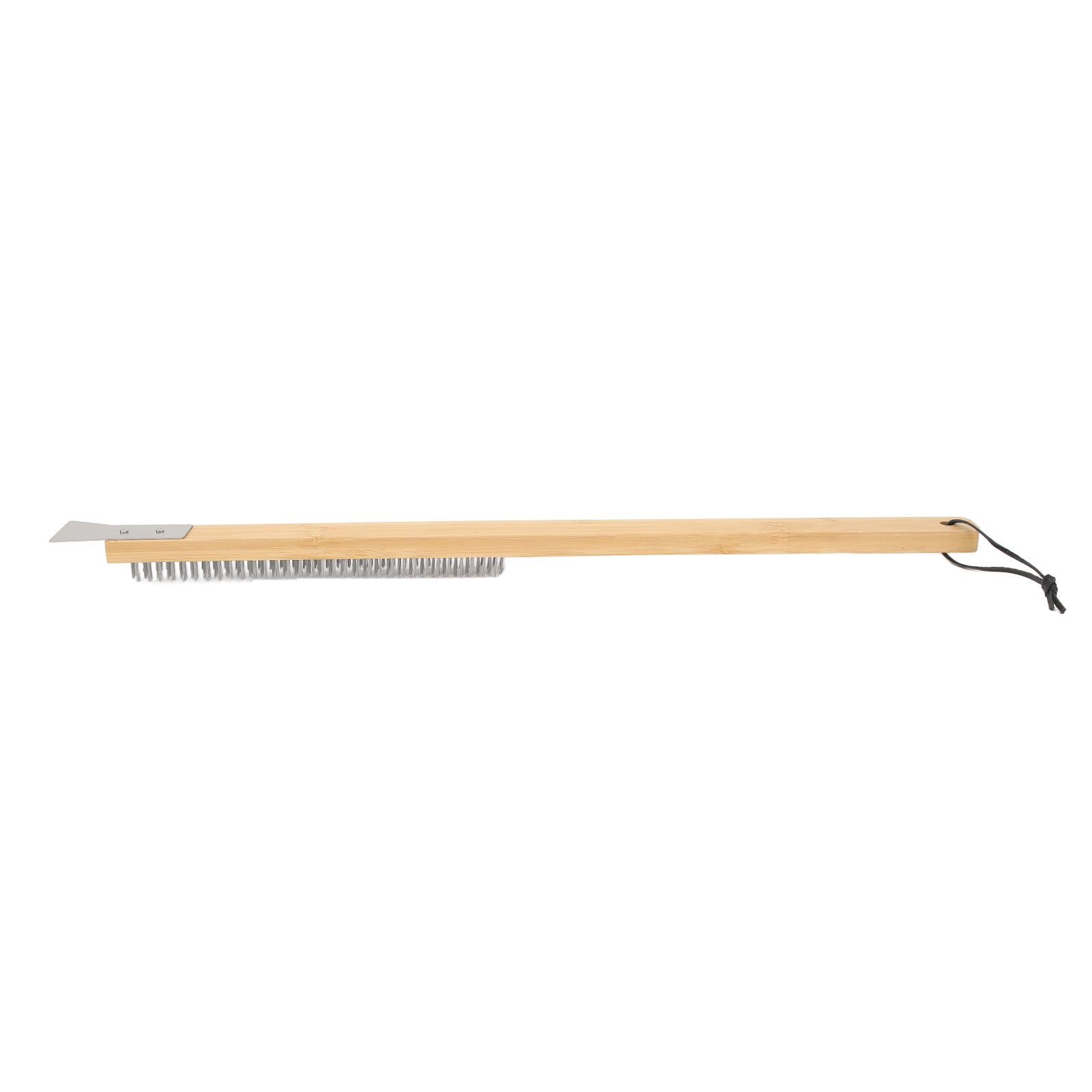 Pizza Oven Brush with Hanging Hole Bamboo Handle Wire BBQ Grill Cleaning Brush with Scraper - Image 6
