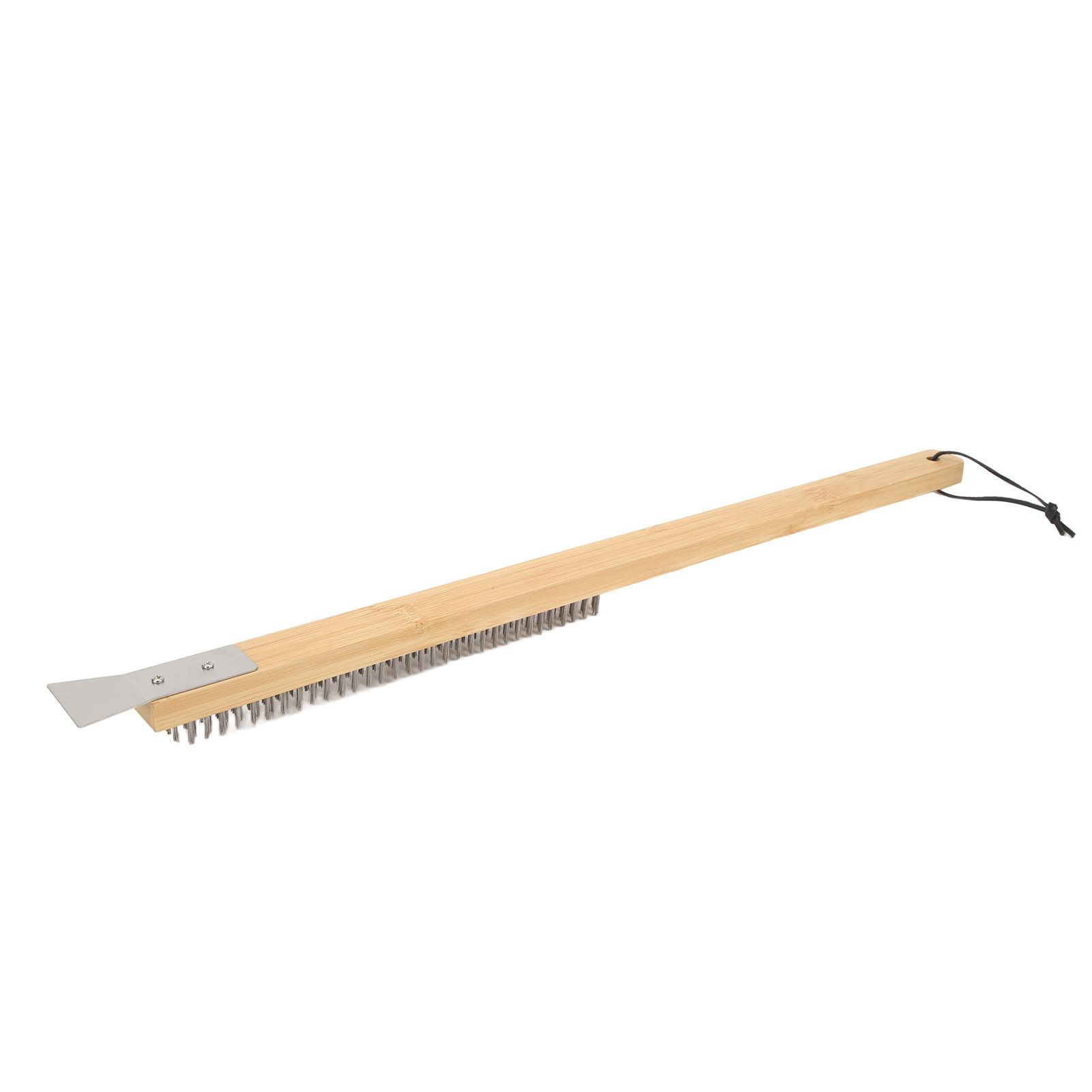 Pizza Oven Brush with Hanging Hole Bamboo Handle Wire BBQ Grill Cleaning Brush with Scraper - Image 7