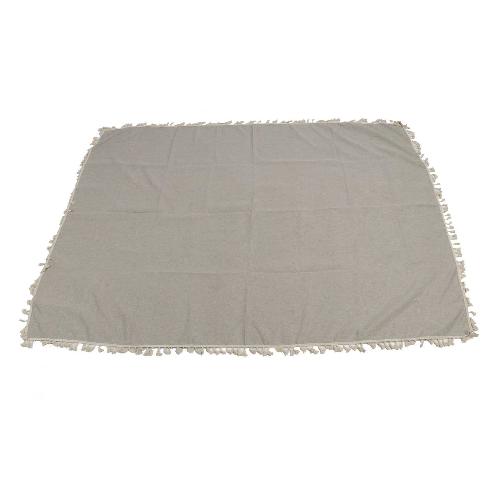 Rectangle Tablecloth Polyester Fiber Decorative Table Cover with Tassel Lace for Home Restaurant Hotel Beige Gray 140x180cm/55.1x70.9in - Image 1