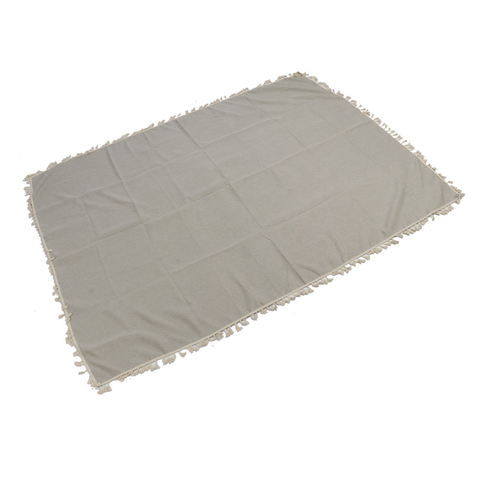 Rectangle Tablecloth Polyester Fiber Decorative Table Cover with Tassel Lace for Home Restaurant Hotel Beige Gray 140x180cm/55.1x70.9in - Image 2