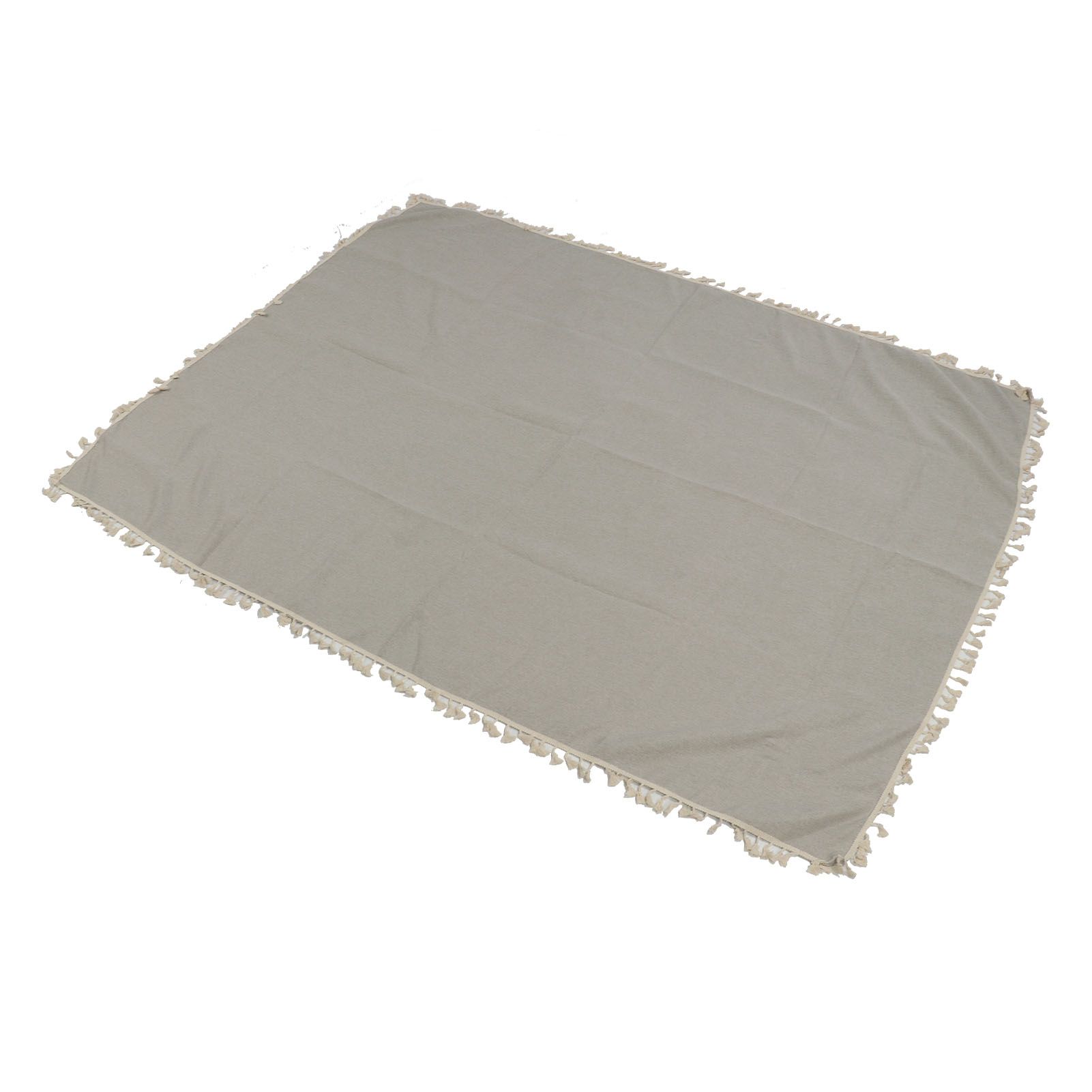 Rectangle Tablecloth Polyester Fiber Decorative Table Cover with Tassel Lace for Home Restaurant Hotel Beige Gray 140x180cm/55.1x70.9in - Image 3