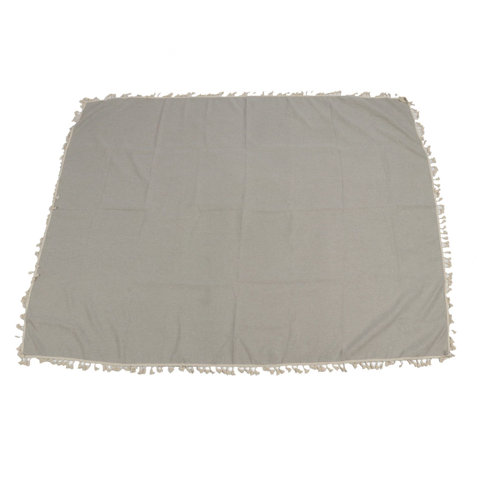 Rectangle Tablecloth Polyester Fiber Decorative Table Cover with Tassel Lace for Home Restaurant Hotel Beige Gray 140x180cm/55.1x70.9in - Image 4