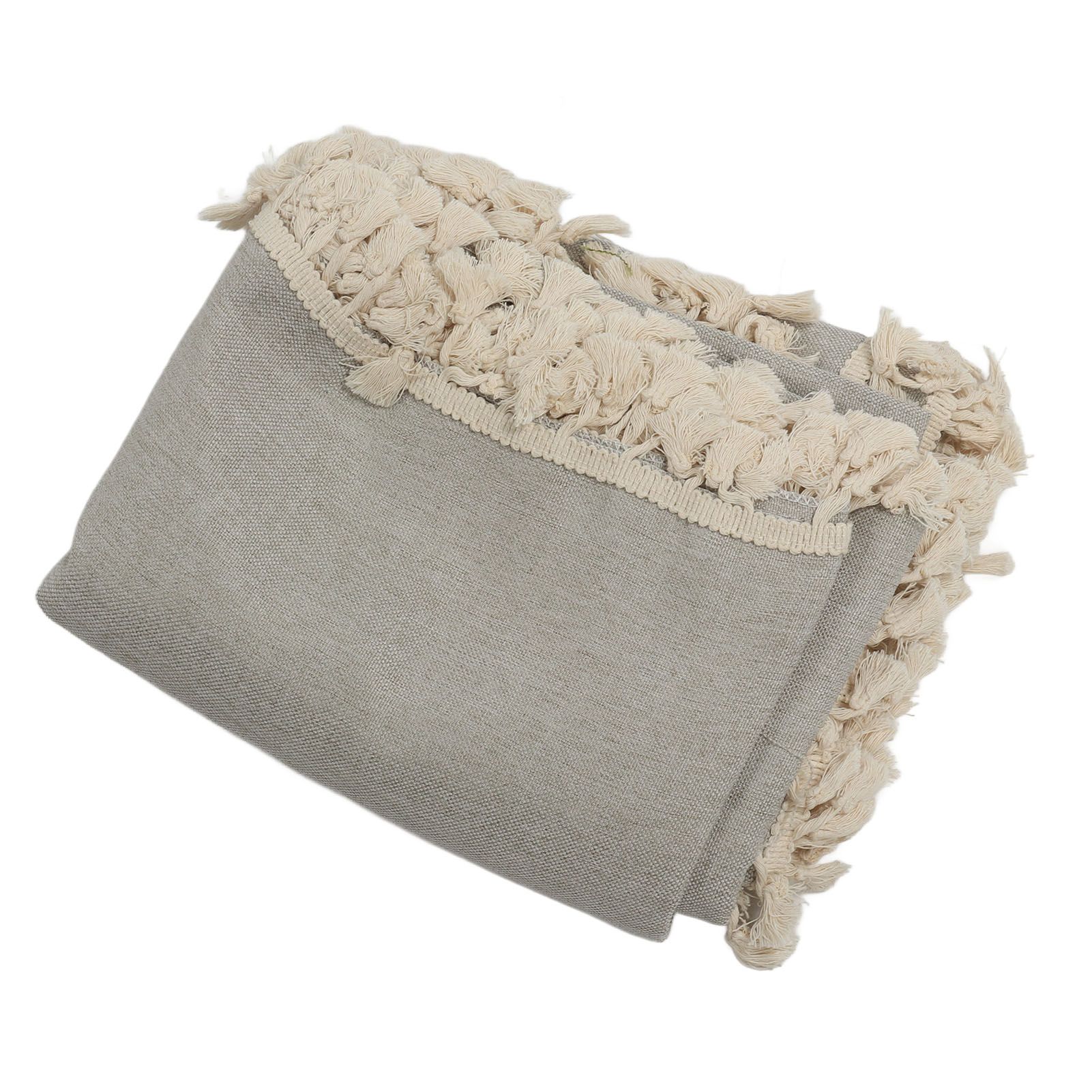 Rectangle Tablecloth Polyester Fiber Decorative Table Cover with Tassel Lace for Home Restaurant Hotel Beige Gray 140x180cm/55.1x70.9in - Image 5
